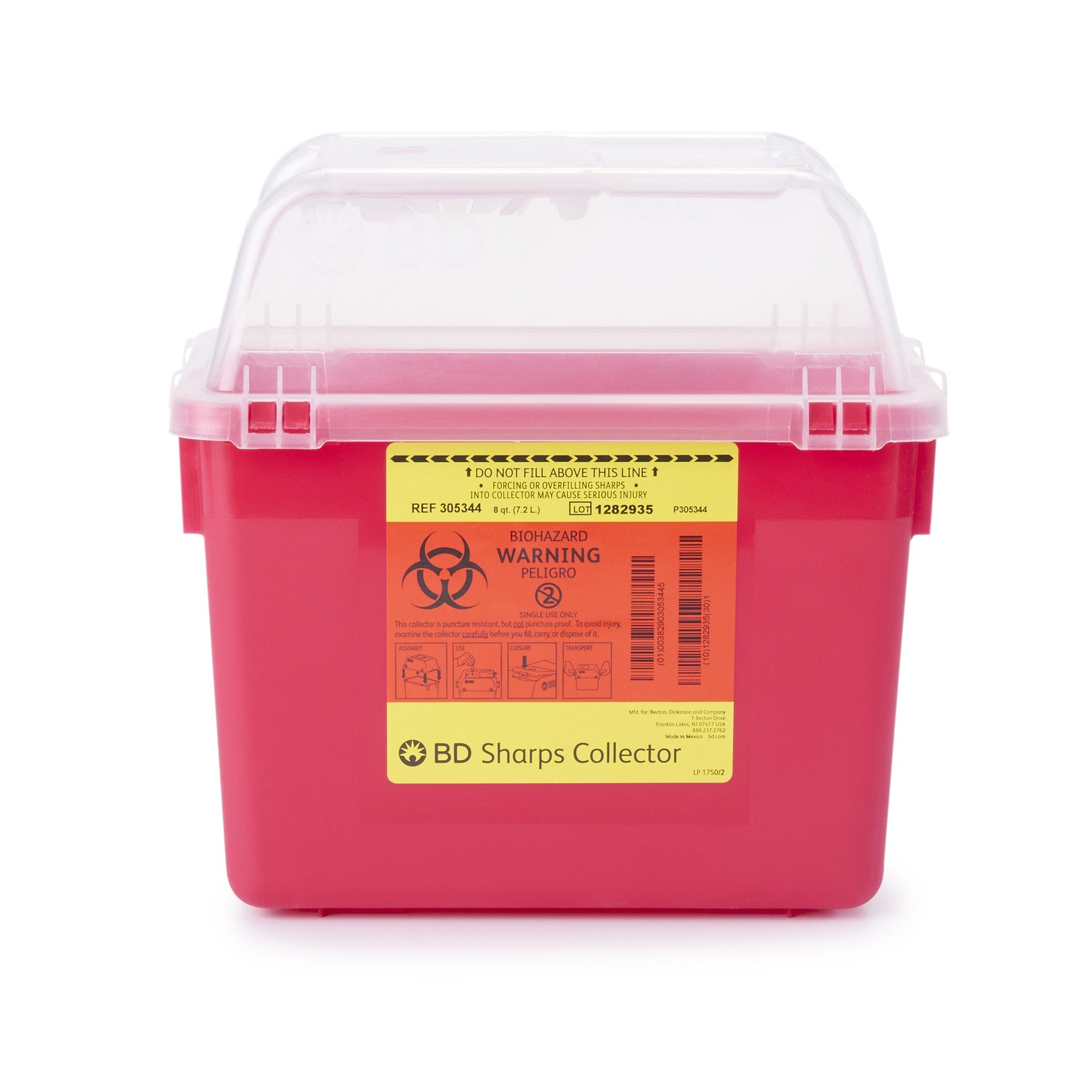 Sharps Container BD Red Base 26 X 29 X 17 cm Vertical Entry 2 Gallon, Packaging Type- Case