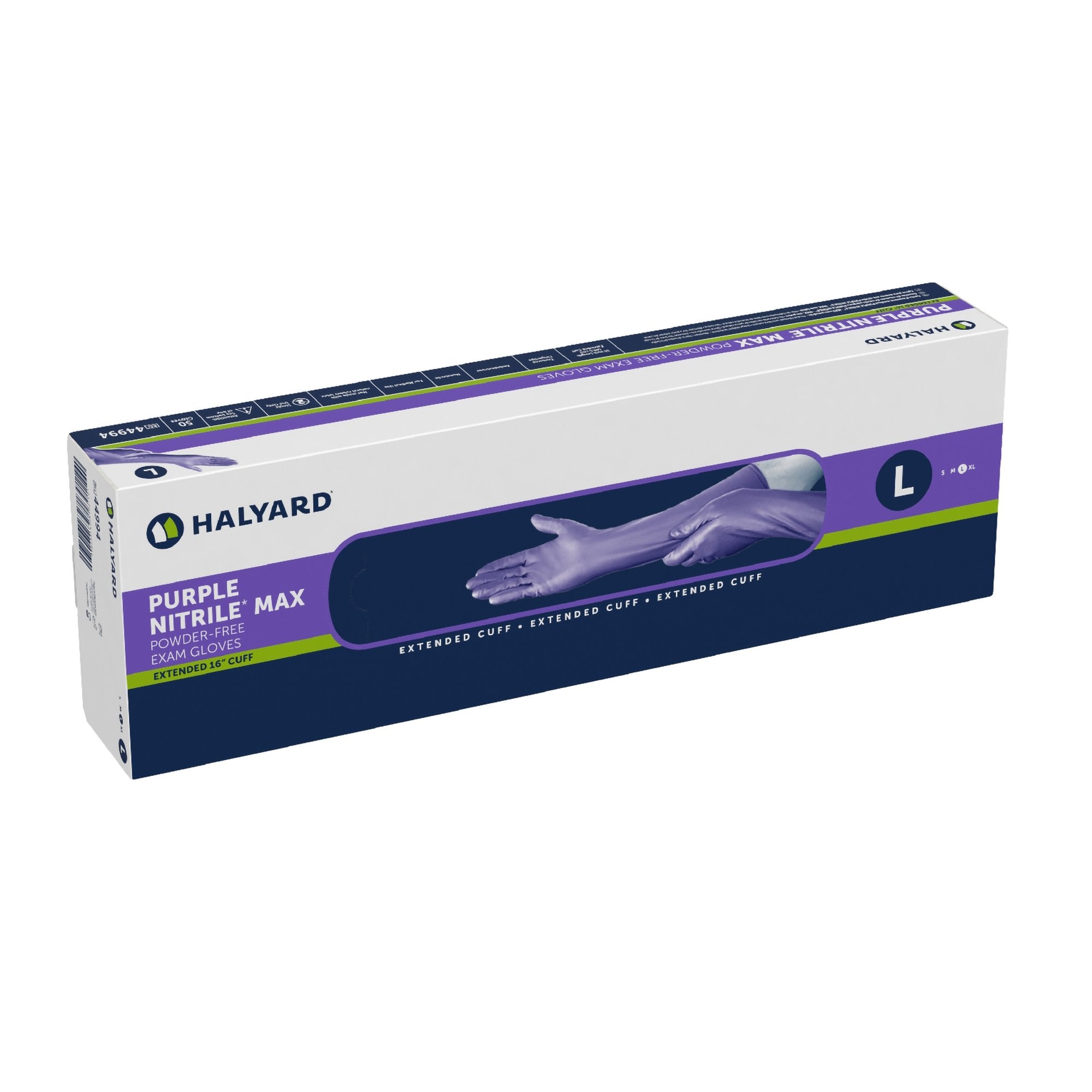 Exam Glove Purple Nitrile Max Large NonSterile Nitrile Extended Cuff Length Fully Textured Purple Not Rated, Packaging Type- Box