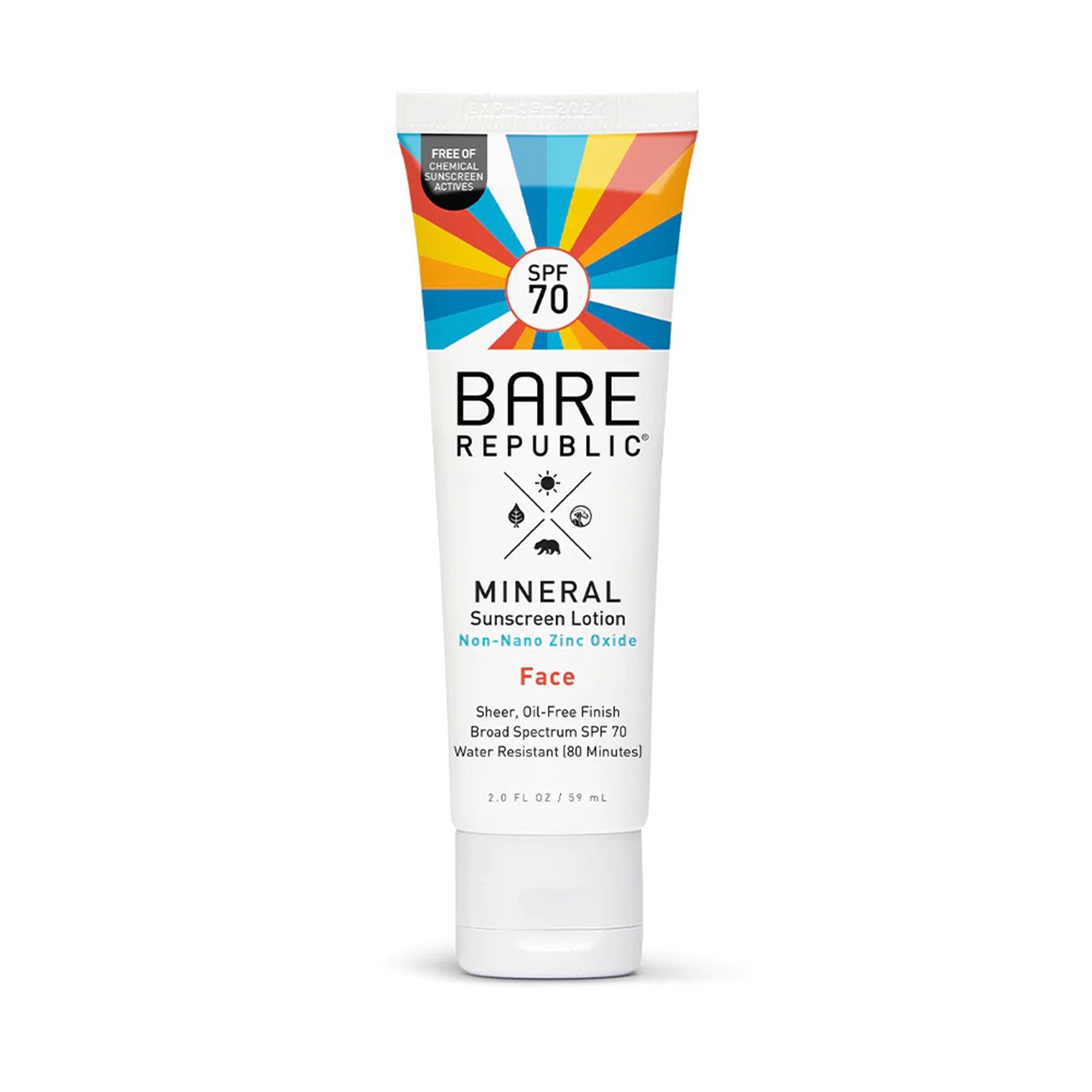 Sunscreen BARE Republic Mineral SPF 70 Lotion 2 oz. Tube, Packaging Type- Case