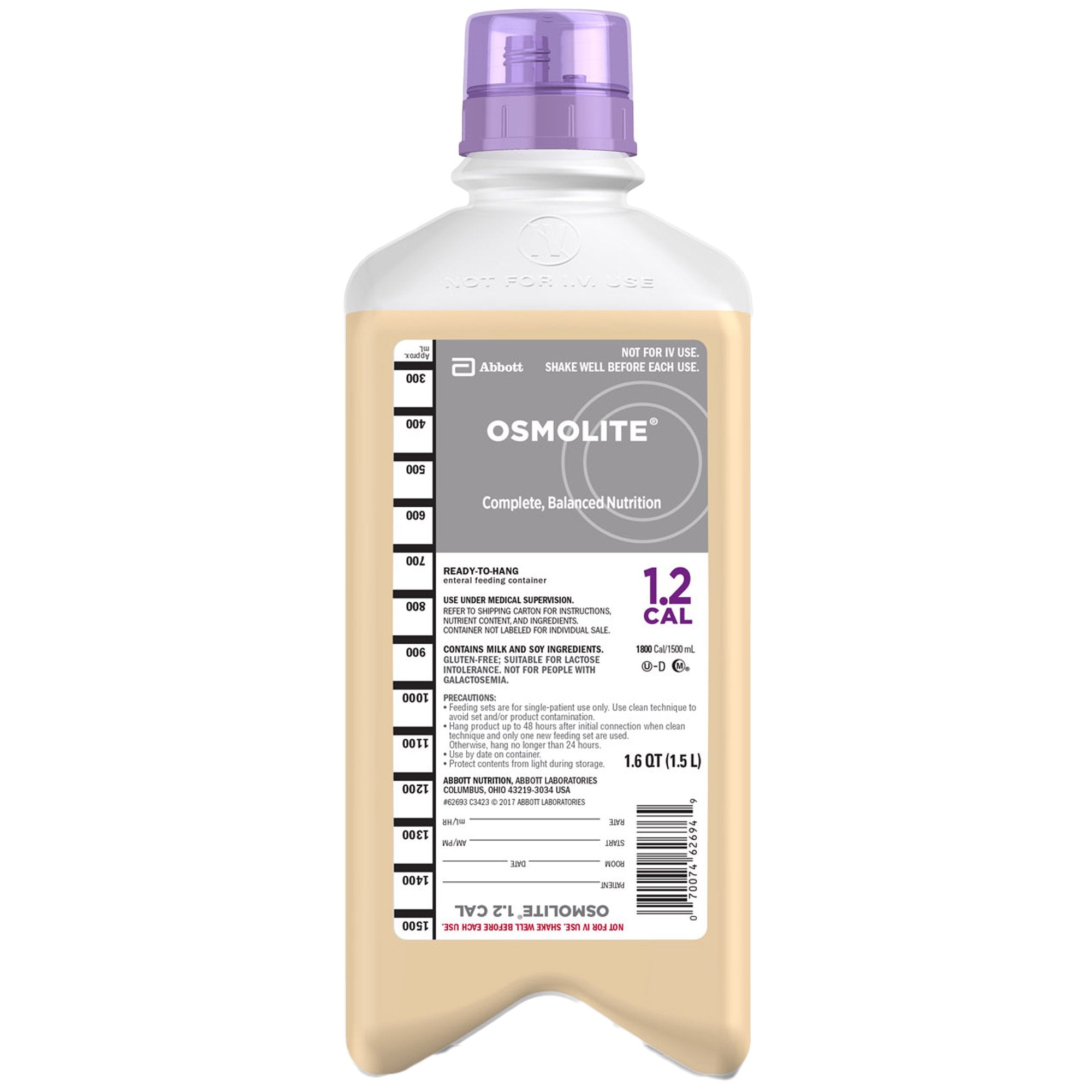 Tube Feeding Formula Osmolite 1.2 Cal Unflavored Liquid 1.5 Liter Bottle, Packaging Type- Case