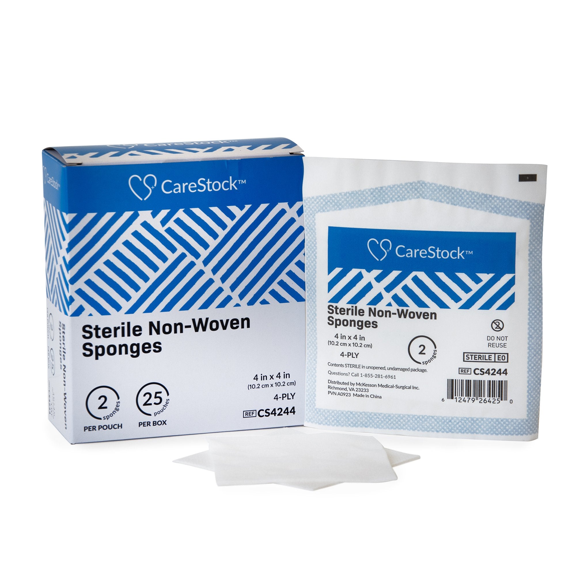 Gauze Sponge CareStock 4 X 4 Inch 4-Ply Sterile 2 per Pack, Packaging Type- Box