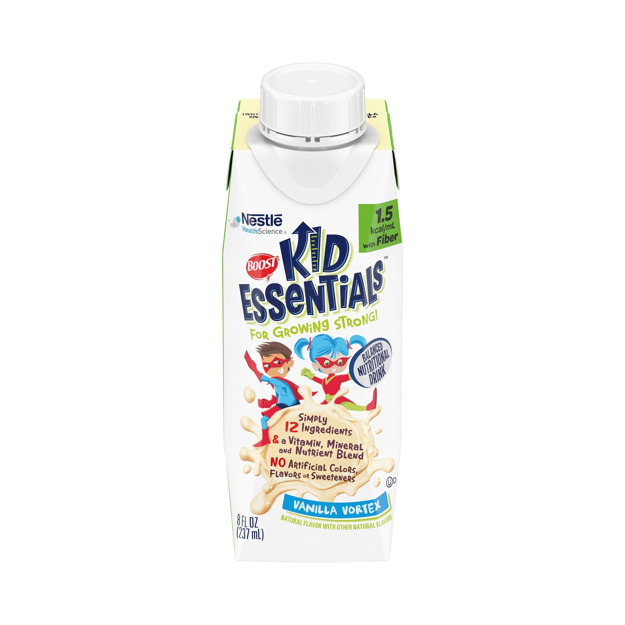 Pediatric Oral Supplement Boost Kid Essentials 1.5 with Fiber Vanilla Vortex Flavor 8 oz. Carton Liquid Vitamins / Minerals