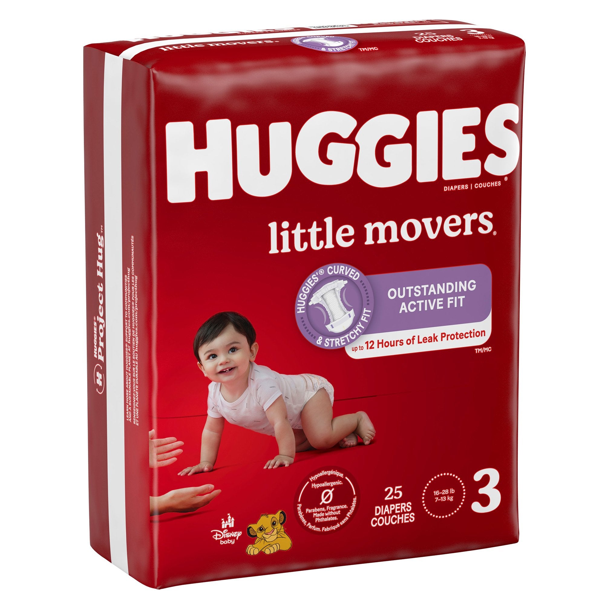 Unisex Baby Diaper Huggies Little Movers Size 3 Disposable Moderate Absorbency, Packaging Type- Case