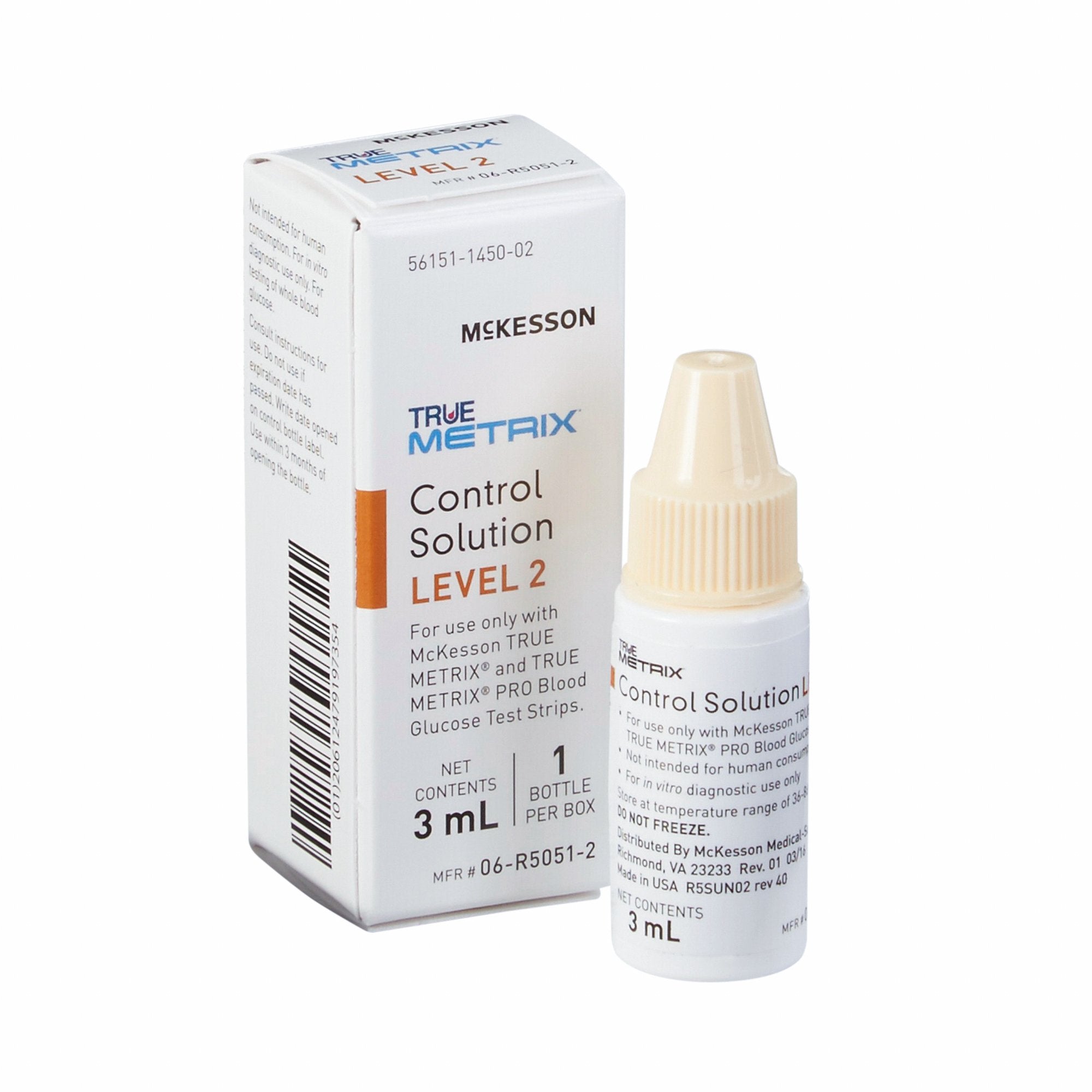 Blood Glucose Control Solution McKesson TRUE METRIX 3 mL Level 2, Packaging Type- Each