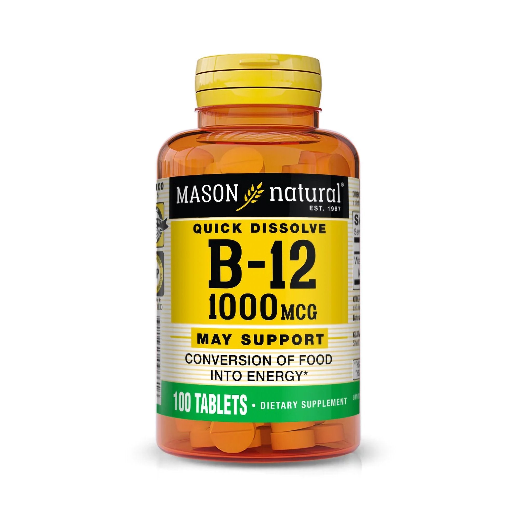 Vitamin Supplement Mason Natural® Vitamin B12 1,000 mcg Strength Tablet 100 per Bottle