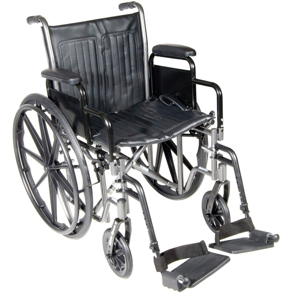 Lightweight adult manual wheelchair front angle view with padded seat