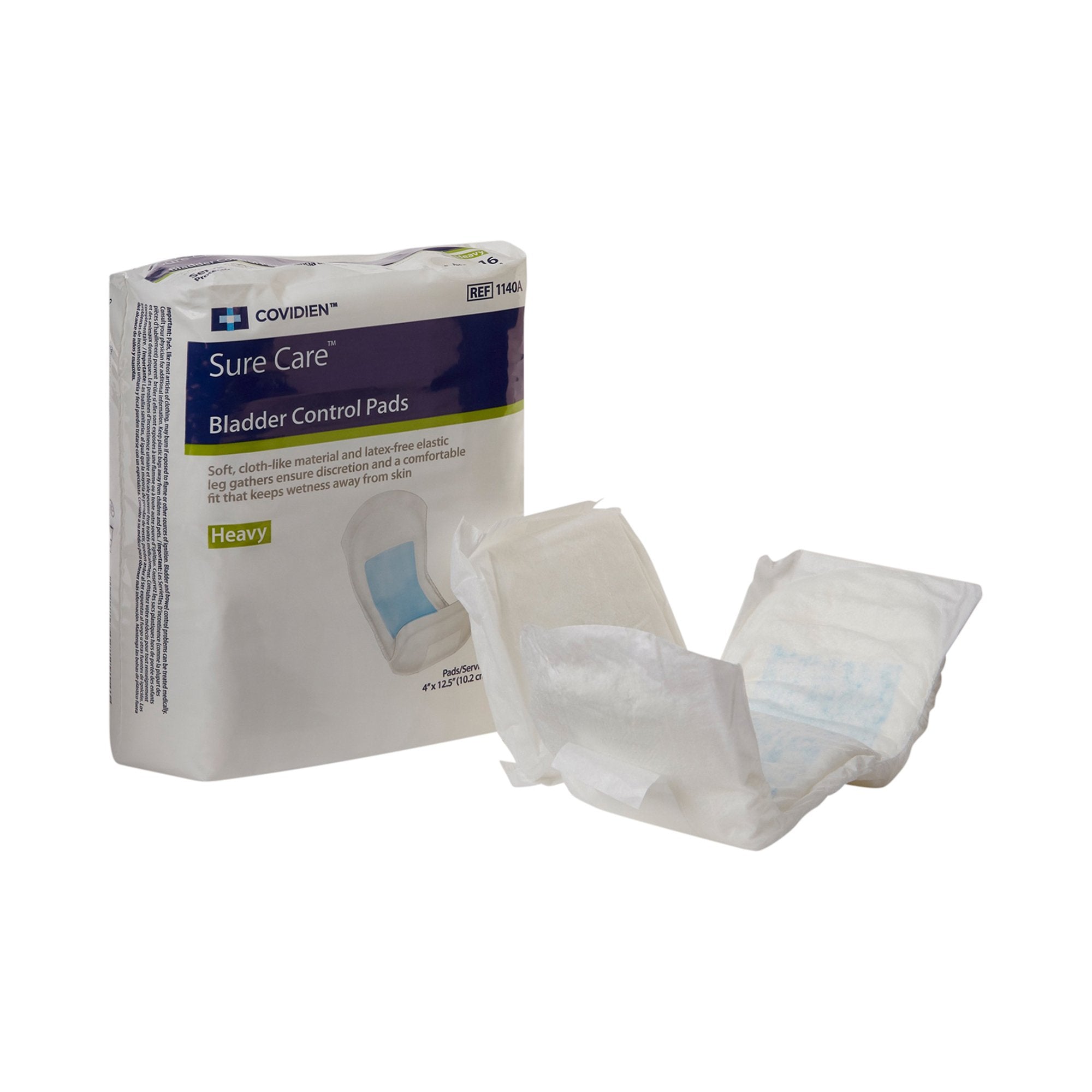 Bladder Control Pad Sure Care 4 X 12-1/2 Inch Heavy Absorbency Polymer Core One Size Fits Most, Packaging Type- Case