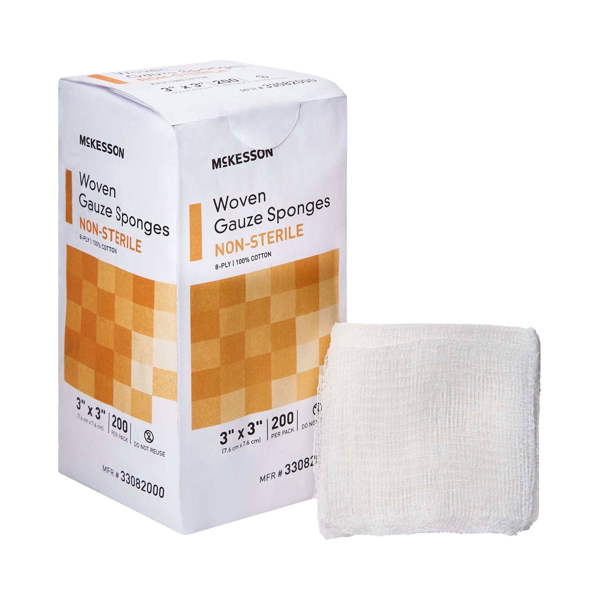 Gauze Sponge McKesson 3 X 3 Inch 8-Ply NonSterile 200 per Pack, Packaging Type- Case