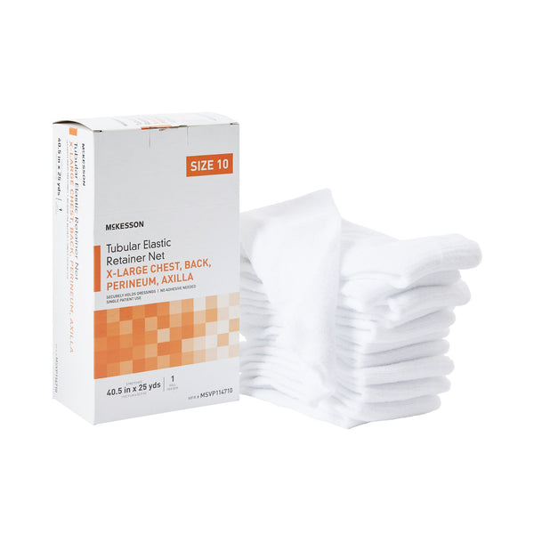 Elastic Net Retainer Dressing McKesson Tubular Elastic 40 1/2 Inch X 25 Yard (102.9 cm X 22.9 m) Size 10 White X Large Chest / Back / Perineum / Axilla NonSterile