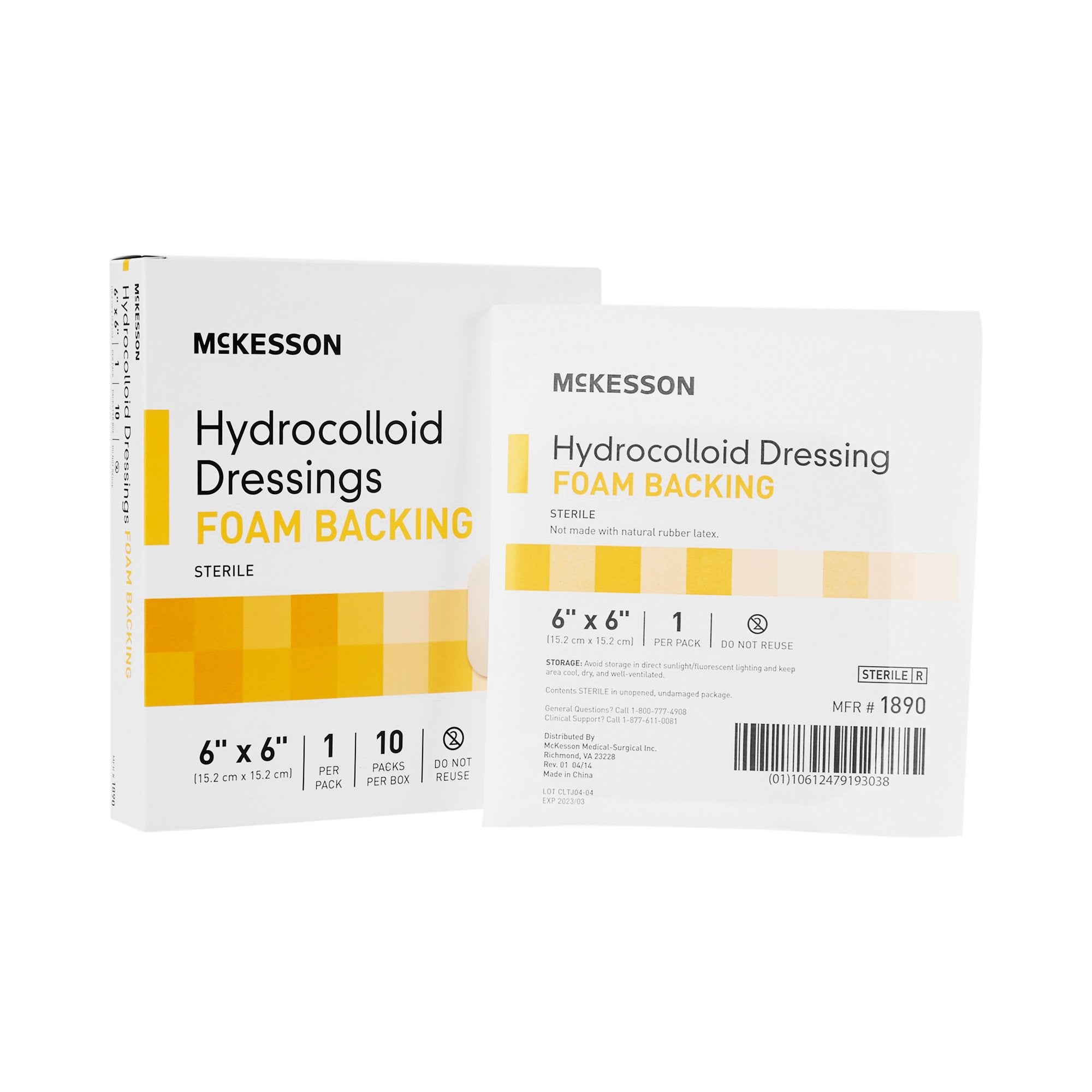 Hydrocolloid Dressing McKesson Foam Backing 6 X 6 Inch Square Hydrocolloid / Foam, Packaging Type- Each