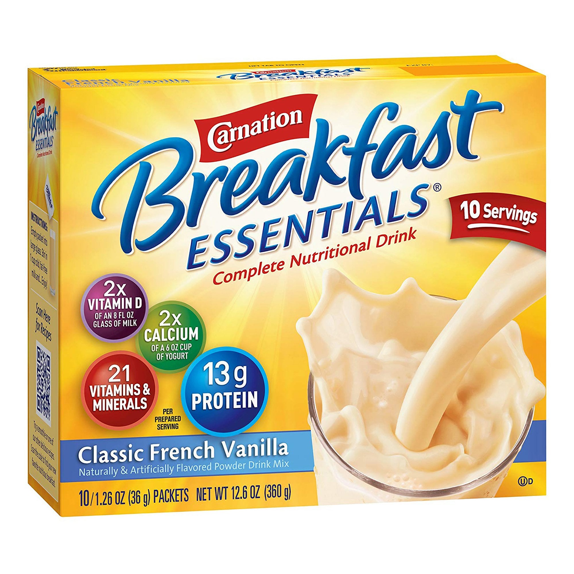 Oral Supplement Carnation Breakfast Essentials® French Vanilla Flavor Powder 1.26 oz. Individual Packet