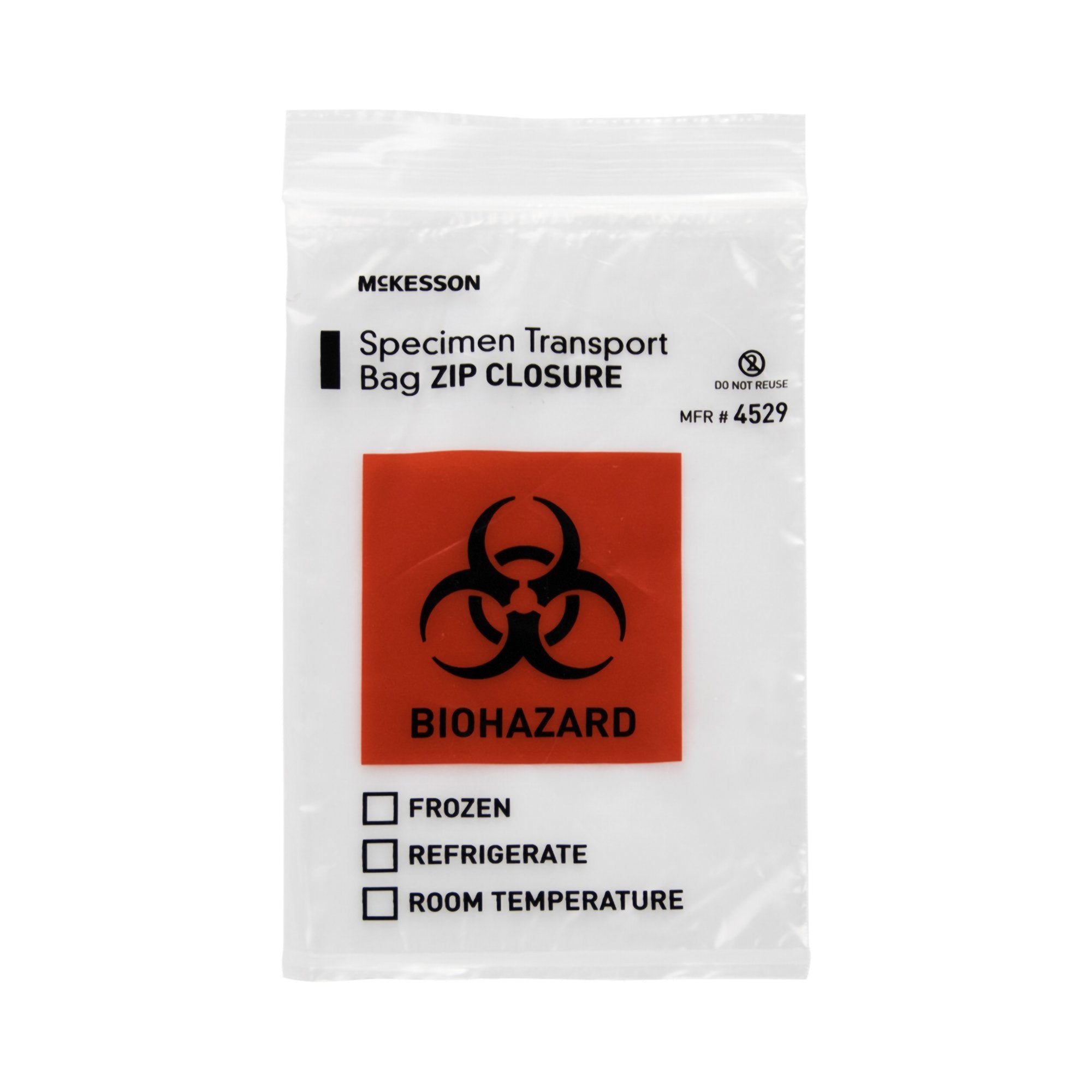 Specimen Transport Bag McKesson 6 X 9 Inch Zip Closure Biohazard Symbol / Storage Instructions NonSterile, Packaging Type- Case