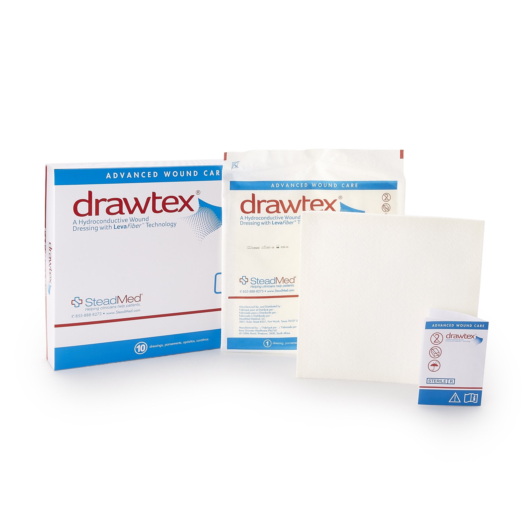 Hydroconductive Wound Dressing Drawtex® 8 X 8 Inch Square