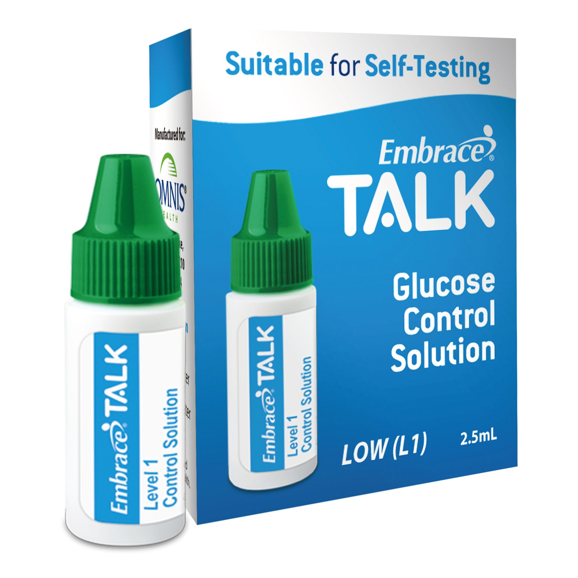 Blood Glucose Control Solution Embrace® Talk 2.5 mL Level 1,  Packaging Type- Each