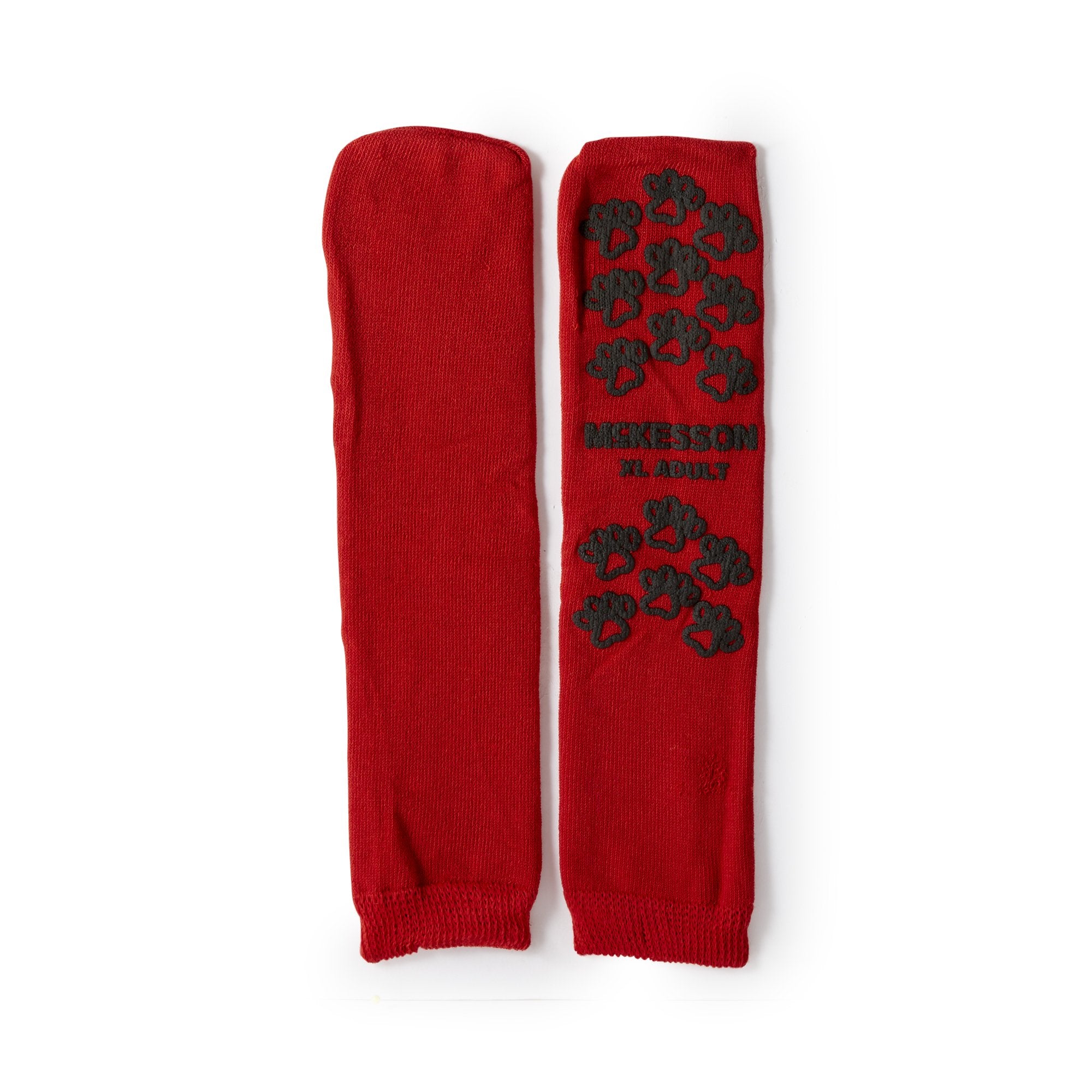 Slipper Socks McKesson Terries Unisex Adult X-Large Single Tread Single Patient Use Red, Packaging Type- Case