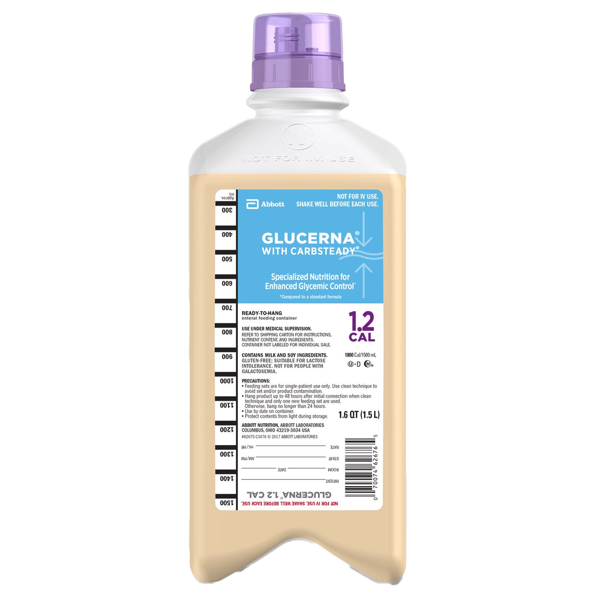 Oral Supplement Glucerna 1.2 Cal Unflavored Liquid 1500 mL Bottle, Packaging Type- Case