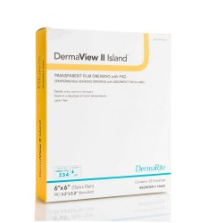 Transparent Film Dressing with Pad DermaView II Island 6 X 6 Inch Frame Style Delivery Square Sterile, Packaging Type- Box