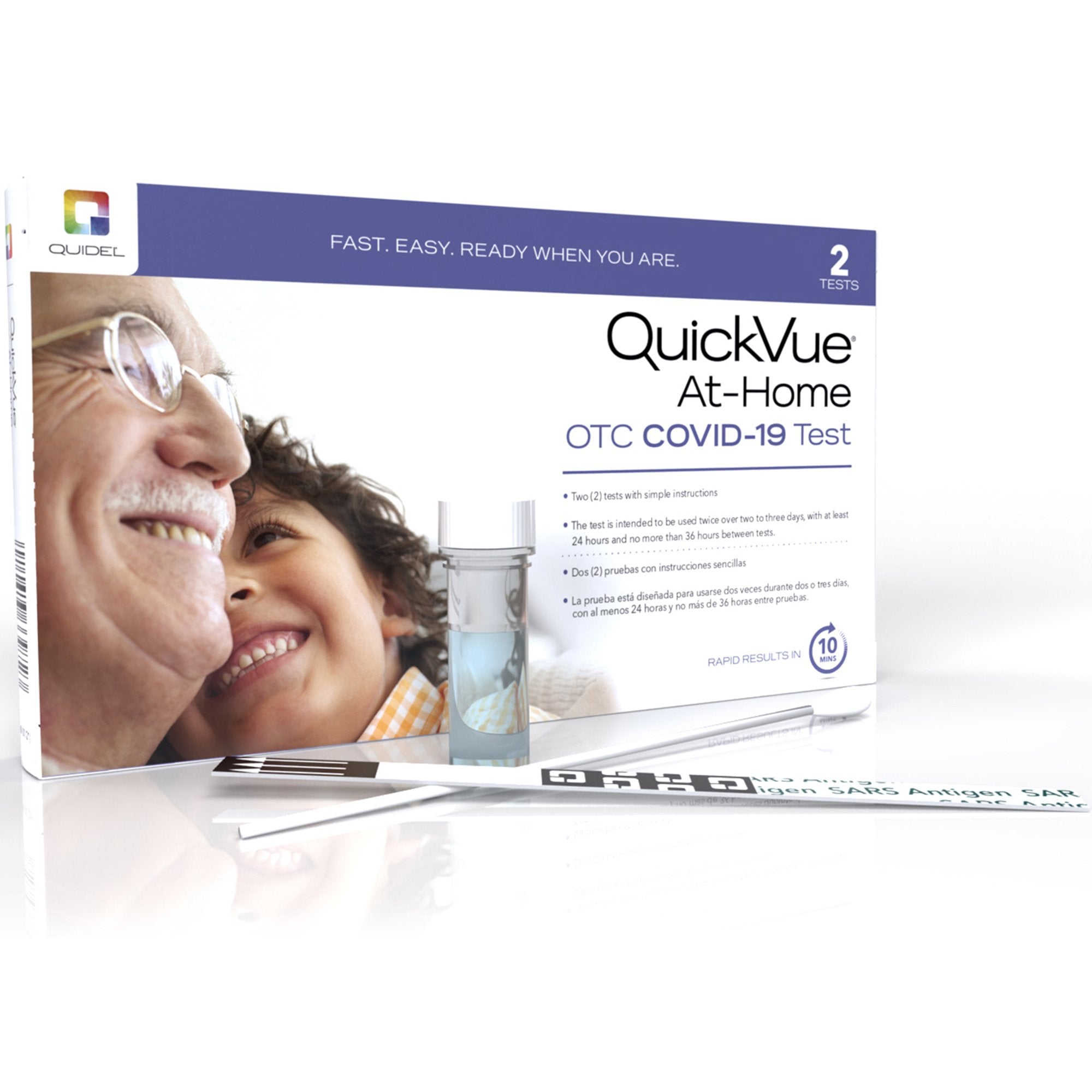 Respiratory Test Kit QuickVue At-Home OTC COVID-19 Test 2 Tests CLIA Waived