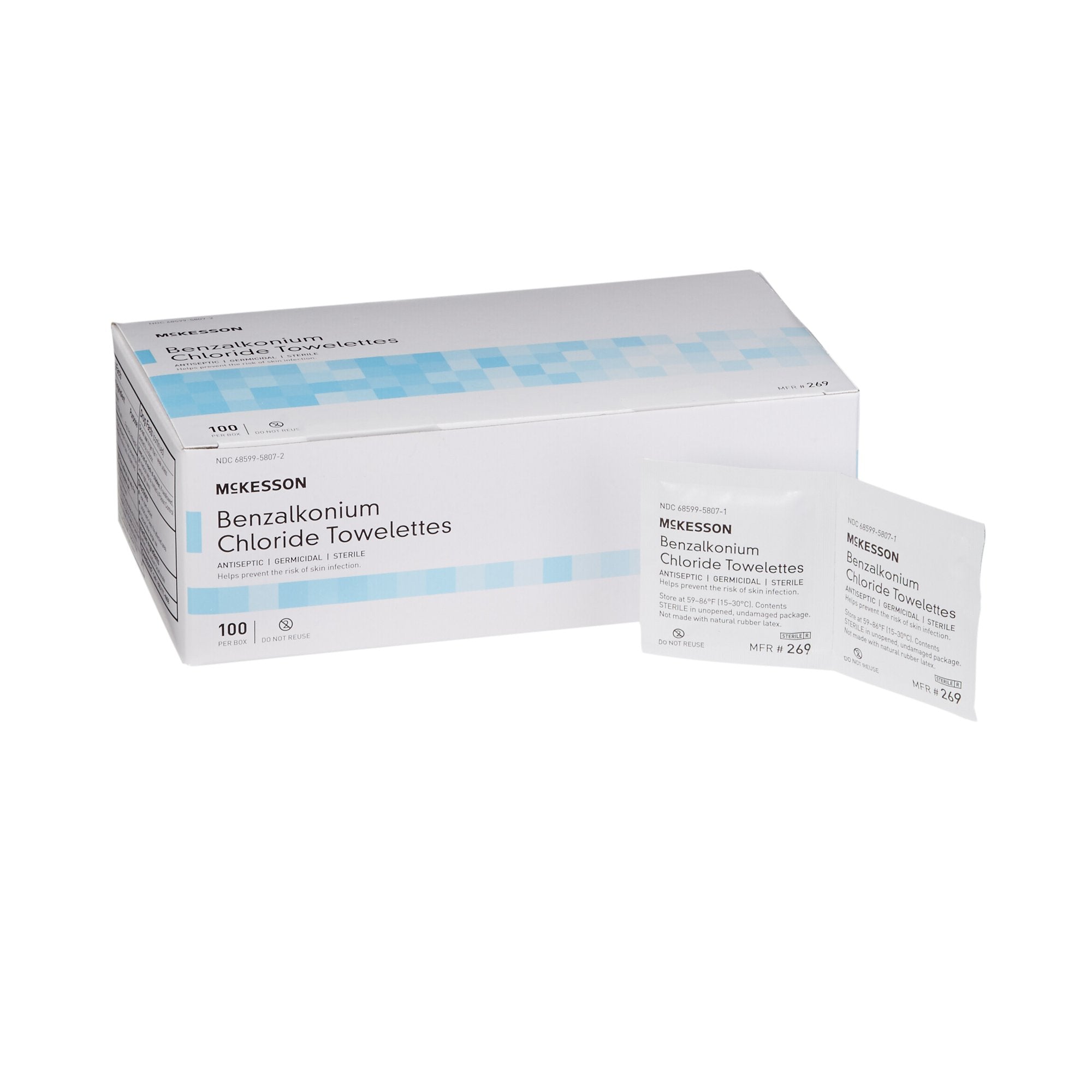 Toallitas antisépticas para la piel McKesson, paquete individual, sin perfume, 100 unidades