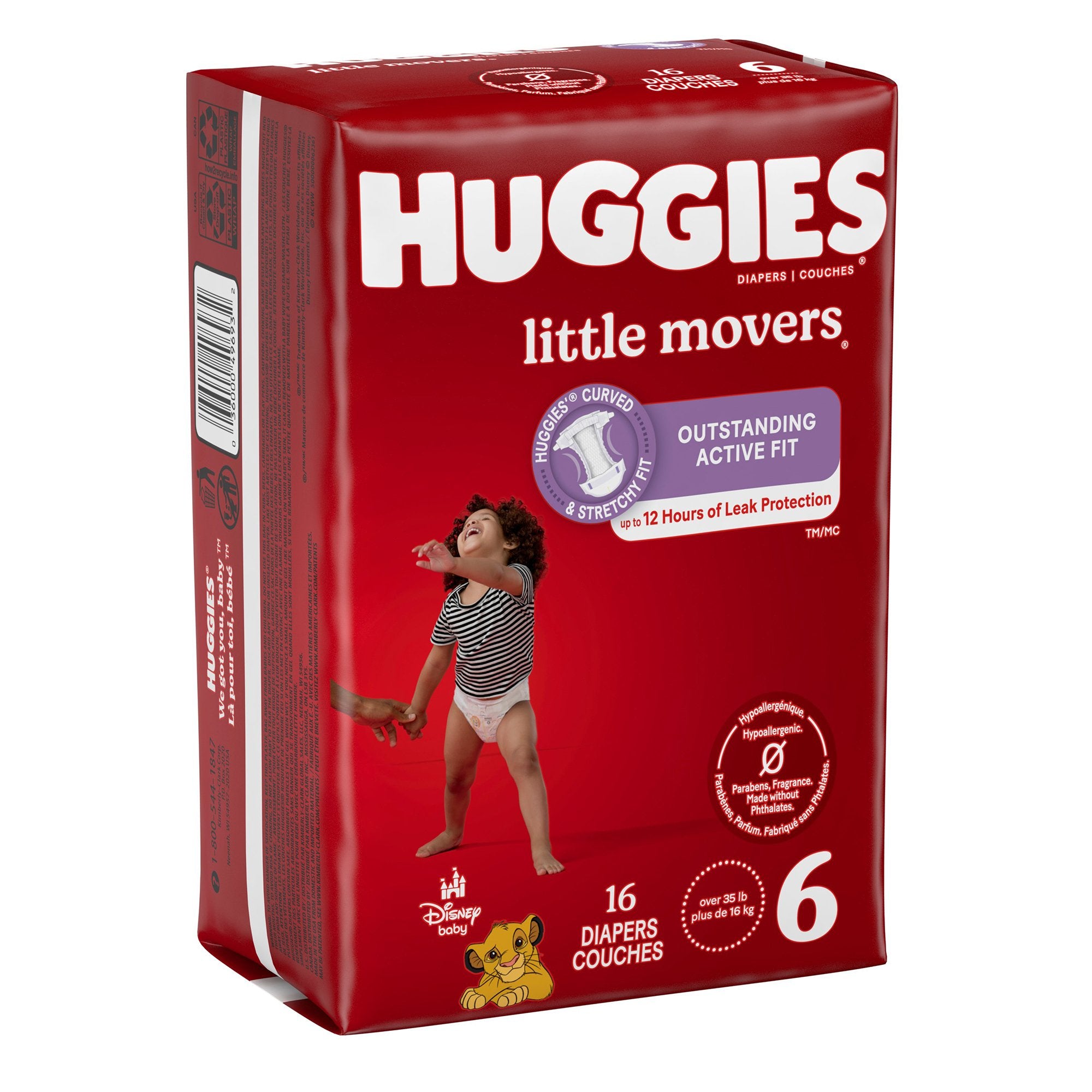 Unisex Baby Diaper Huggies Little Movers Size 6 Disposable Moderate Absorbency, Packaging Type- Case