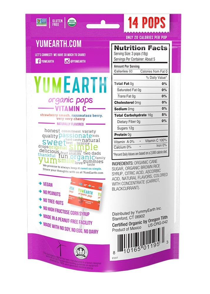 yummy earth organic vitamin c pops 3 oz case of 6