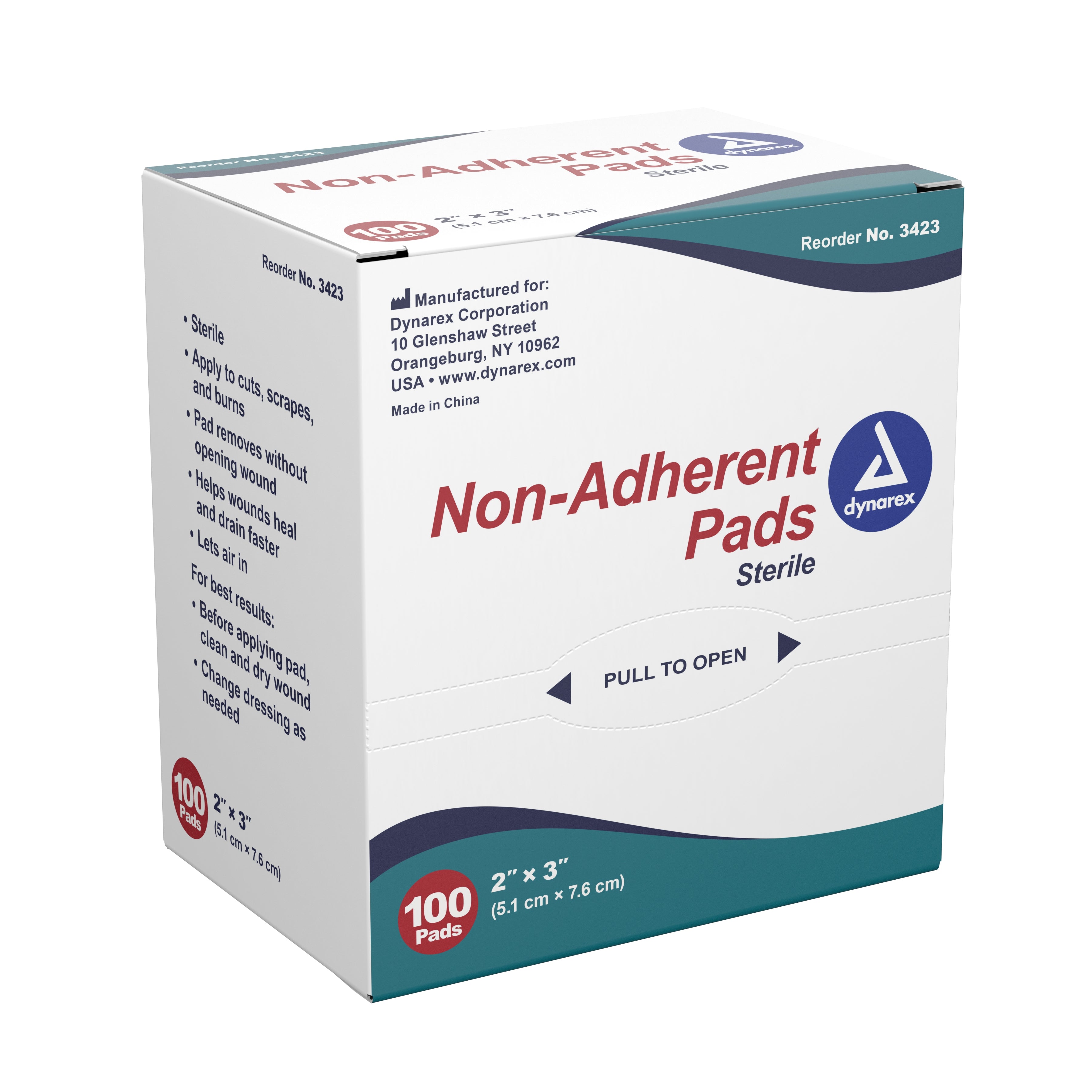 Non-Adherent Dressing Dynarex 2 X 3 Inch Sterile 100 per Pack, Packaging Type- Box