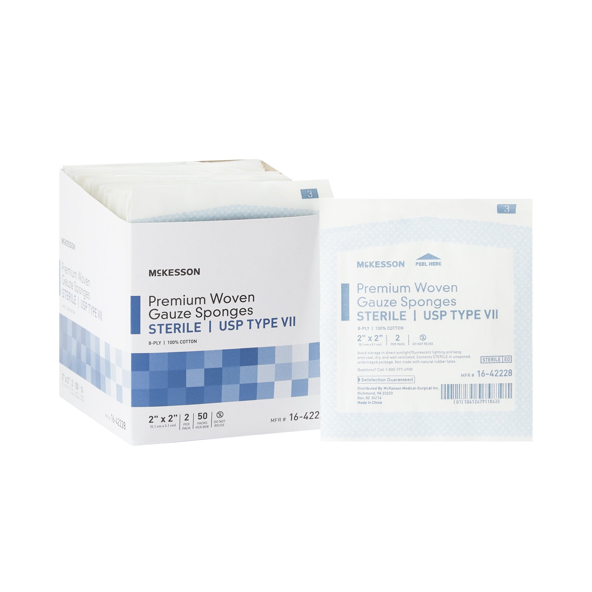 Gauze Sponge McKesson 2 X 2 Inch 8-Ply Sterile 2 per Pack