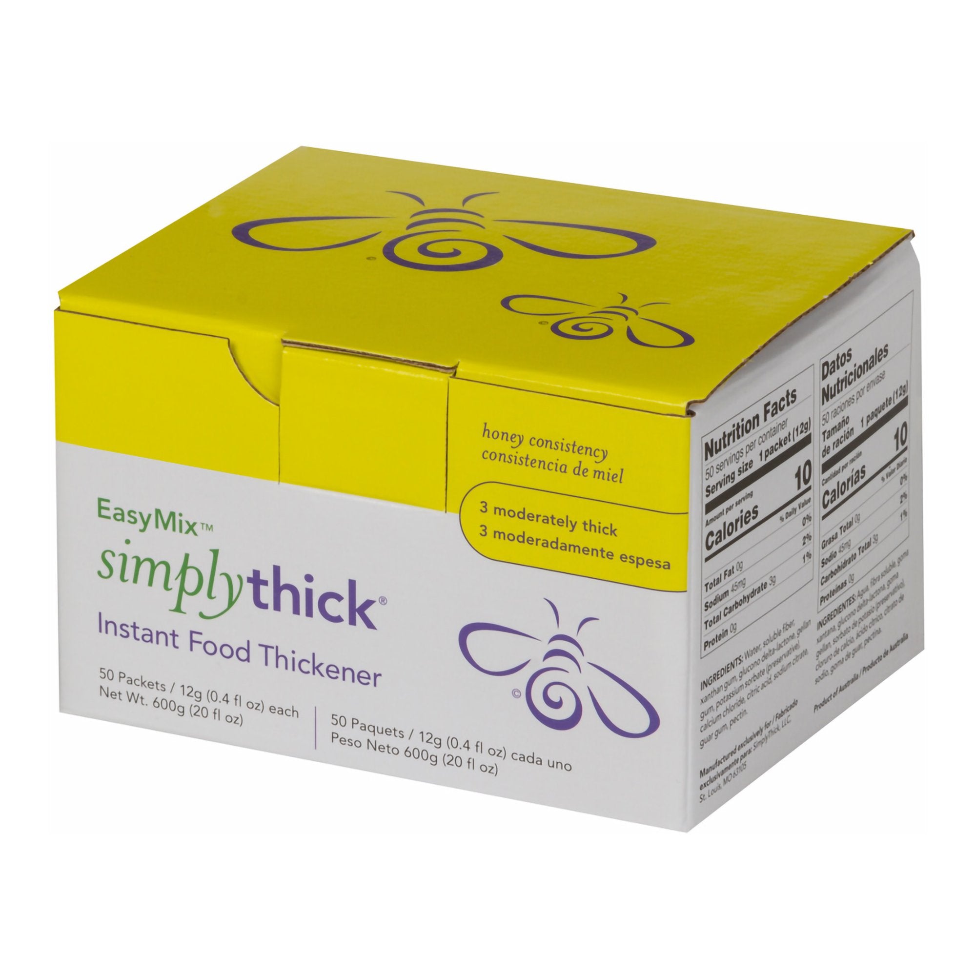 Food and Beverage Thickener SimplyThick Easy Mix 12 Gram Individual Packet Unflavored Powder IDDSI Level 3 Moderately Thick/Liquidized, Packaging Type- Box