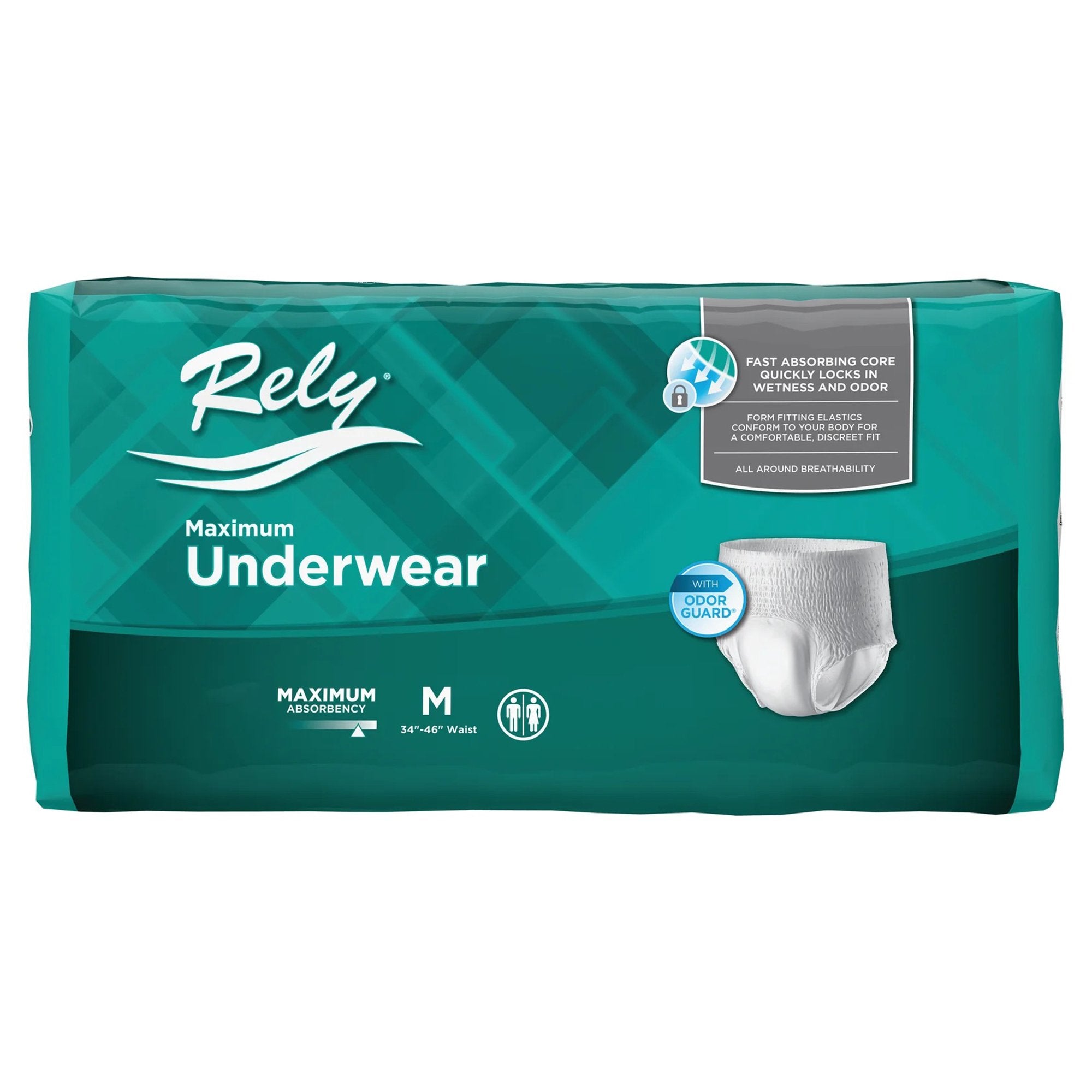 Unisex Adult Absorbent Underwear Rely Maximum Pull On with Tear Away Seams Medium Disposable Moderate Absorbency, Packaging Type- Case