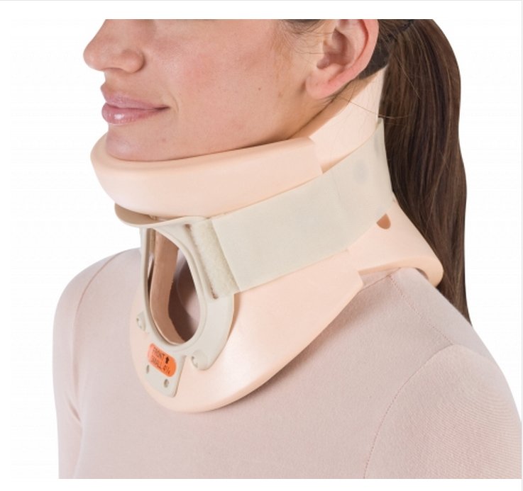 Rigid Cervical Collar ProCare California Preformed Adult Large Two-Piece / Trachea Opening 3-1/4 Inch Height 16 to 19 Inch Neck Circumference