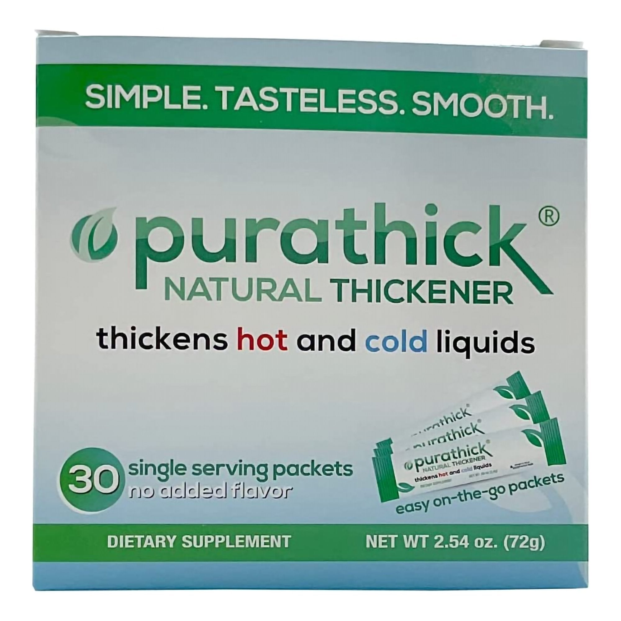 Food and Beverage Thickener purathick 2.4 Gram Individual Packet Unflavored Powder IDDSI Level 1 Slightly Thick, Packaging Type- Box