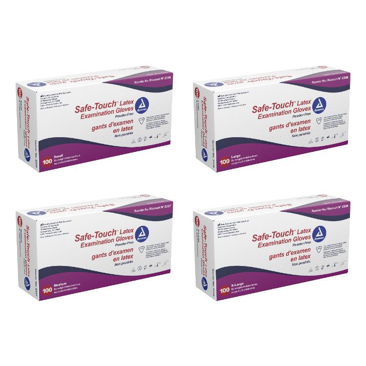 dynarex safe touch white latex exam gloves powder free