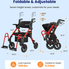 z55 versatile 2 in 1 rollator walker