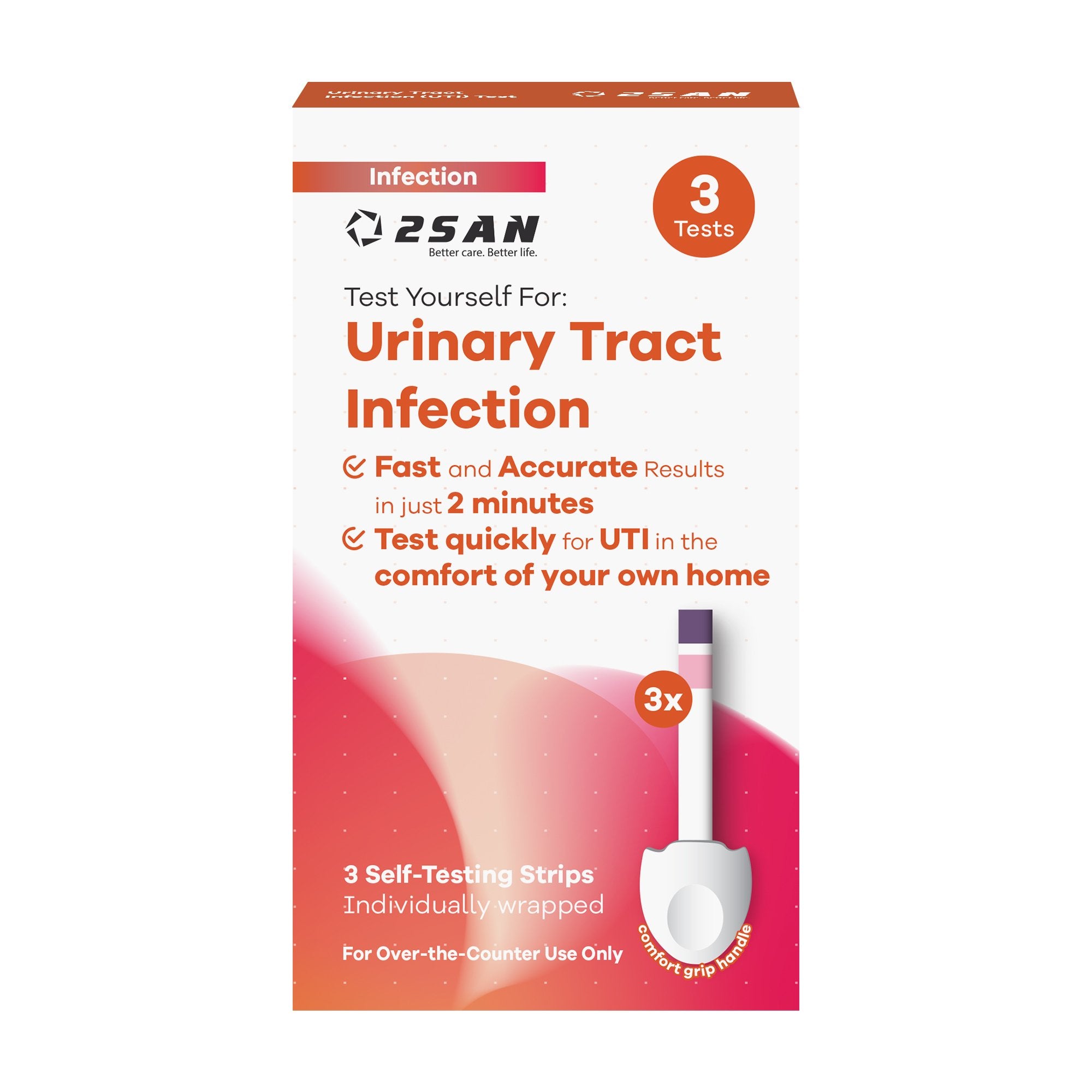 Urinalysis Test Kit 2San Urinary Tract Infection Detection 3 Tests per Kit (24 Kits per Case) CLIA Waived