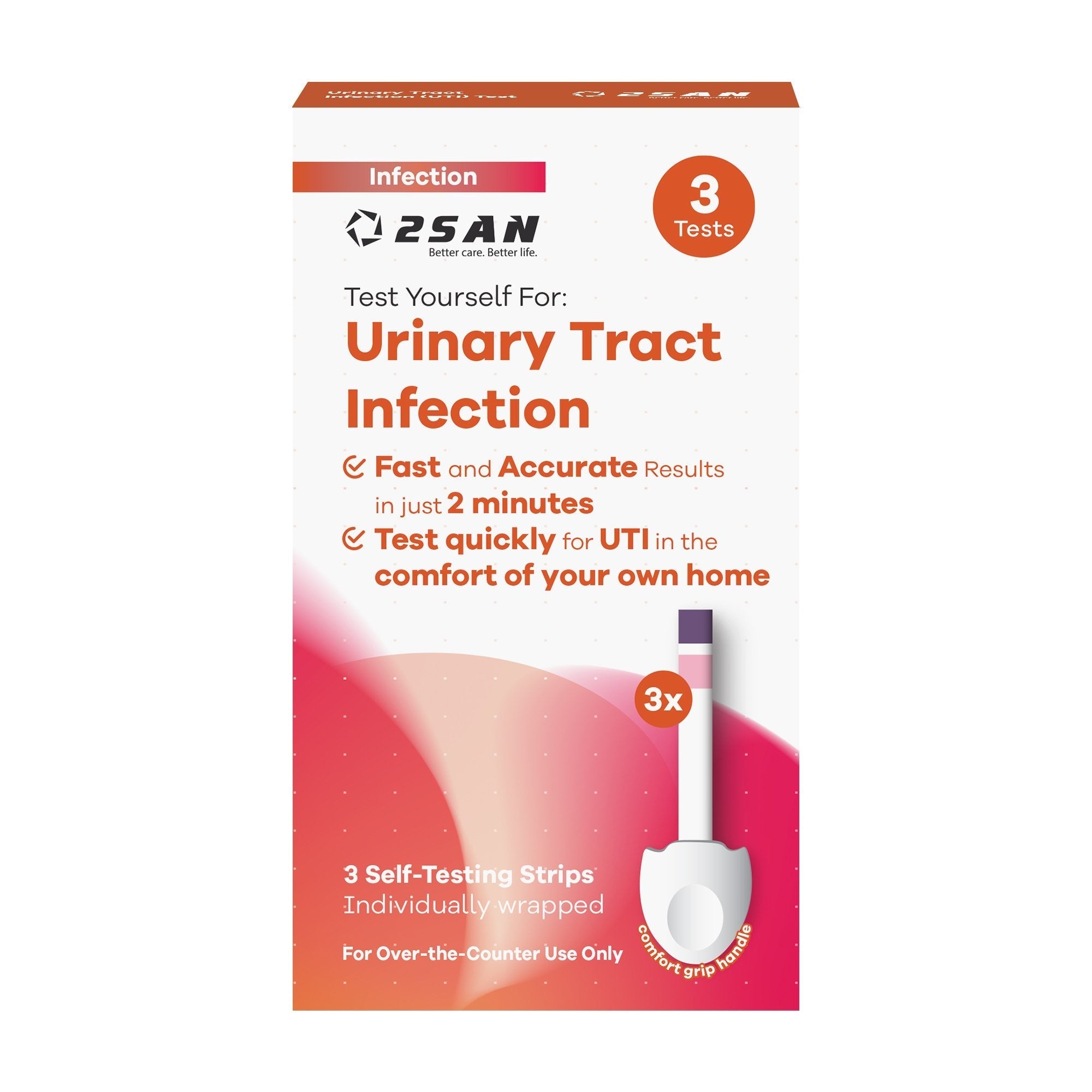 Urinalysis Test Kit 2San Urinary Tract Infection Detection 3 Tests per Kit (24 Kits per Case) CLIA Waived