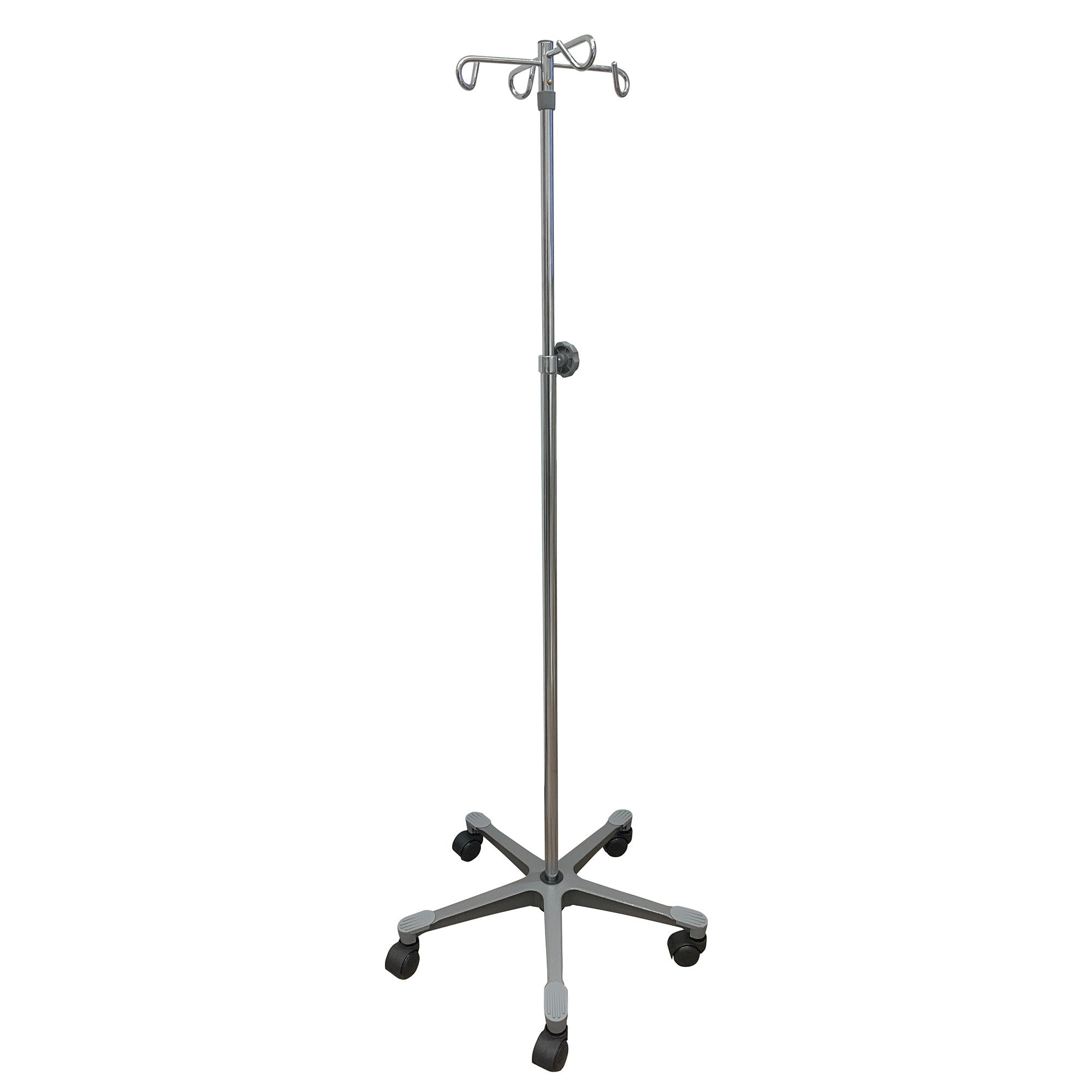 IV Stand Floor Stand McKesson 4-Hook 5-Legs, Dual-Wheel Nylon Casters, Cast Aluminum Base, Packaging Type- Case