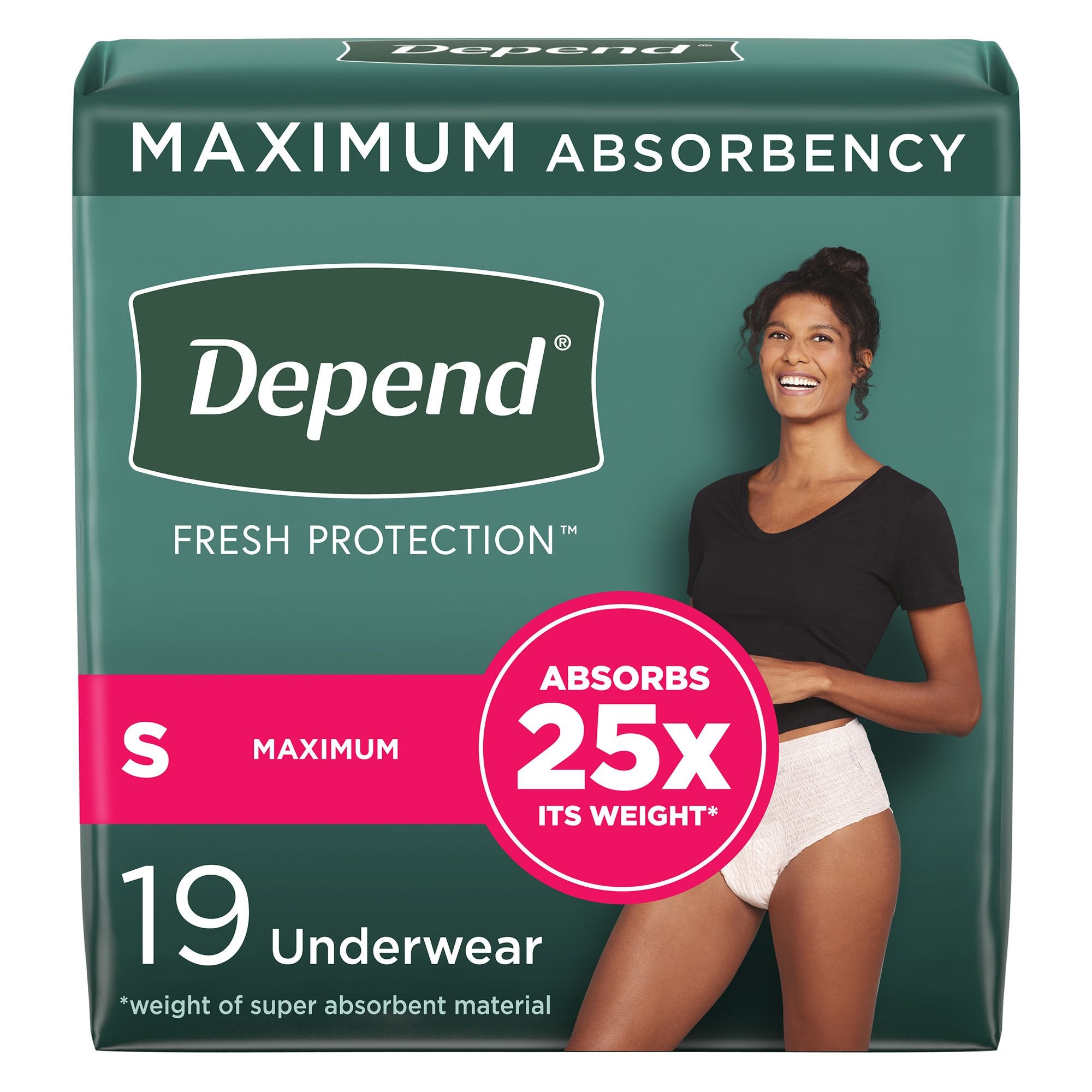 Female Adult Absorbent Underwear Depend Fresh Protection Waistband Style Small Disposable Heavy Absorbency, Packaging Type- Case