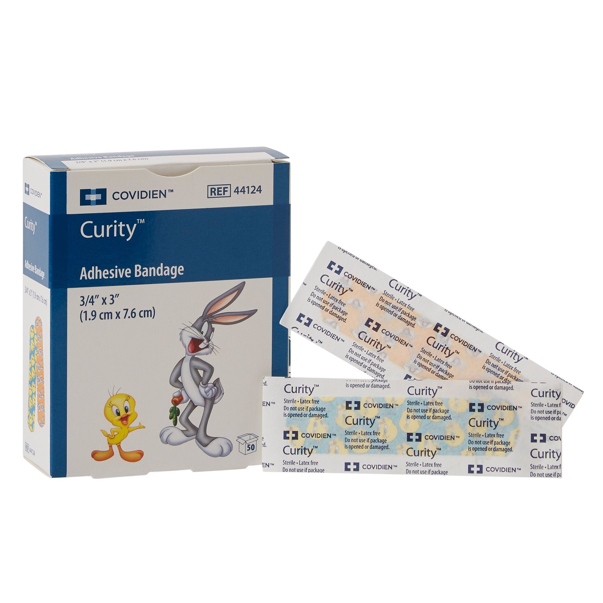 Adhesive Strip Curity 3/4 X 3 Inch Plastic Rectangle Kid Design (Assorted Looney Tunes) Sterile, Packaging Type- Box