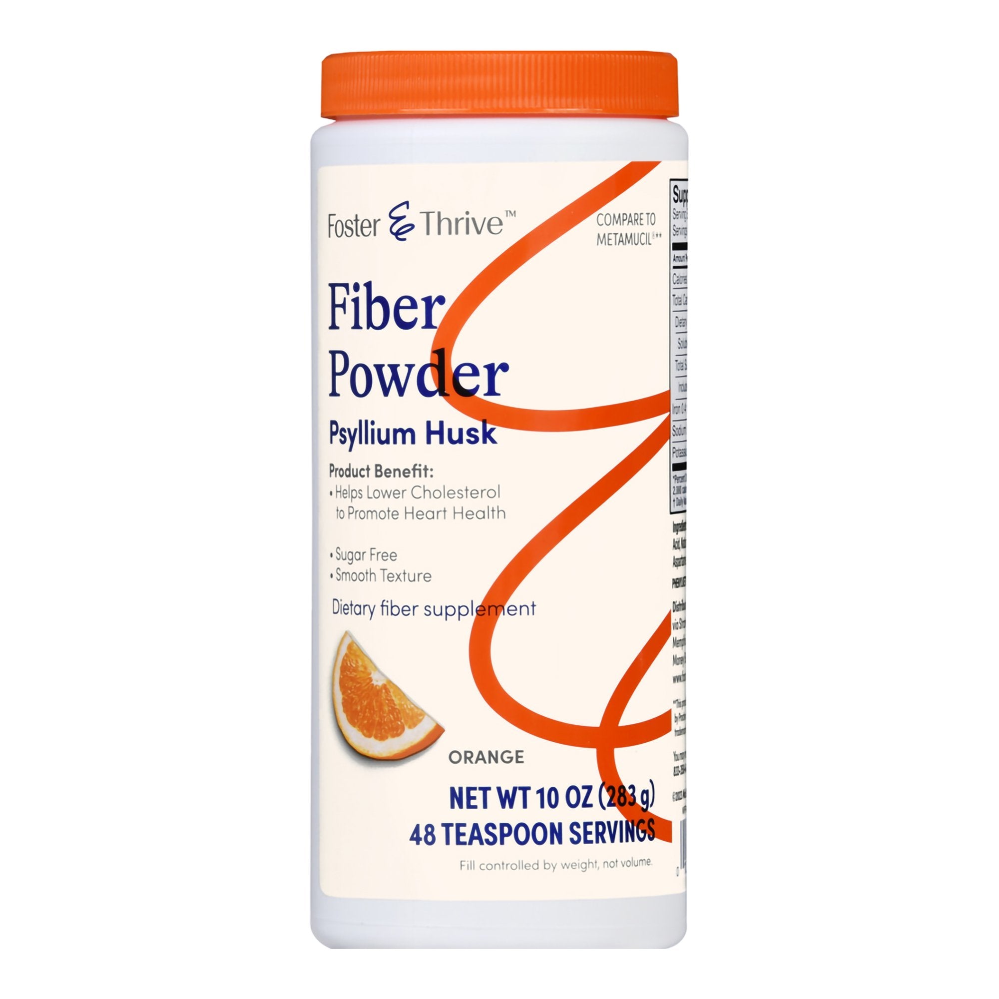 Fiber Supplement Foster & Thrive Orange Flavor Powder 10 oz. Psyllium Husk, Packaging Type- Each