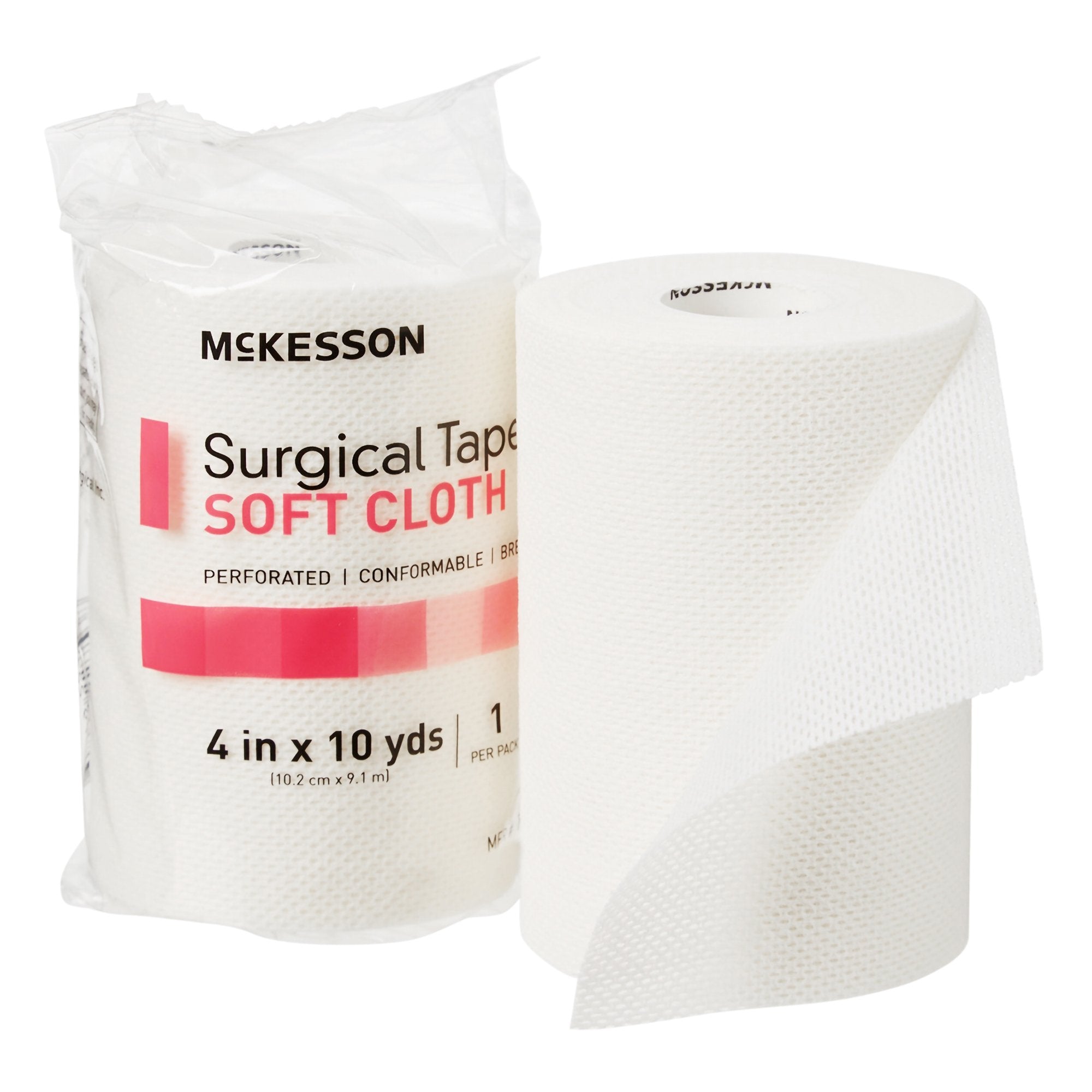 Perforated Medical Tape McKesson White 4 Inch X 10 Yard Soft Cloth NonSterile, Packaging Type- Case