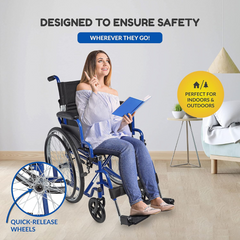 Ziggo Lightweight Wheelchair with flip-back, padded desk-length armrests