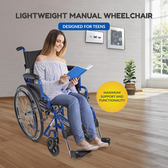 Ziggo Lightweight Wheelchair with flip-back, padded desk-length armrests