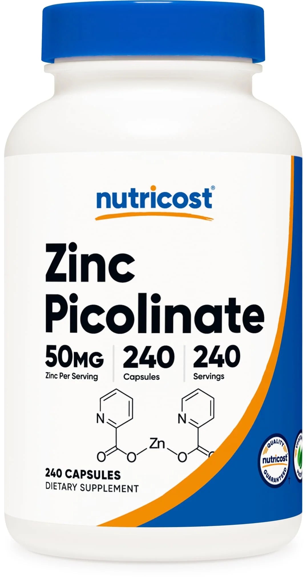 Zinc Picolinate 50Mg (240 Vegetarian Capsules)   Gluten Free & Non Gmo Supplement