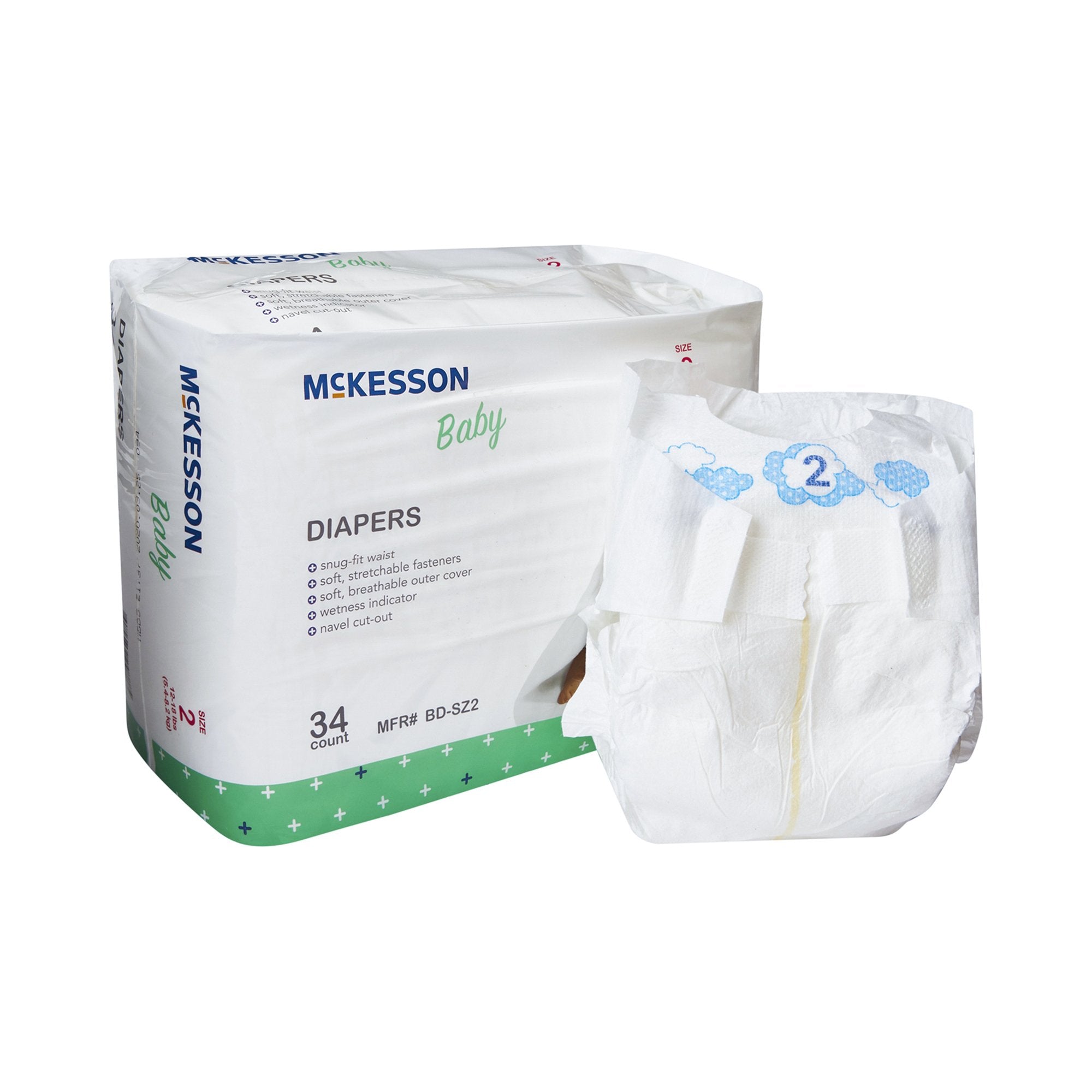 Unisex Baby Diaper McKesson Size 2 Disposable Heavy Absorbency, Packaging Type- Case