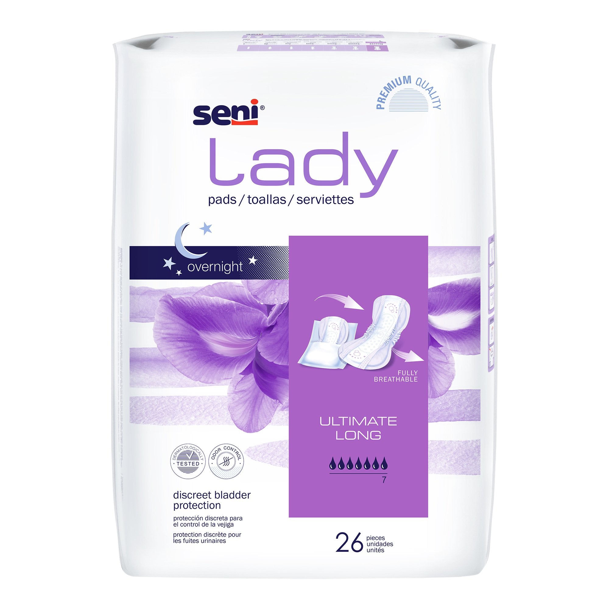 Bladder Control Pad Seni Lady Ultimate 16-1/2 Inch Length Heavy Absorbency Super Absorbent Core One Size Fits Most, Packaging Type- Case