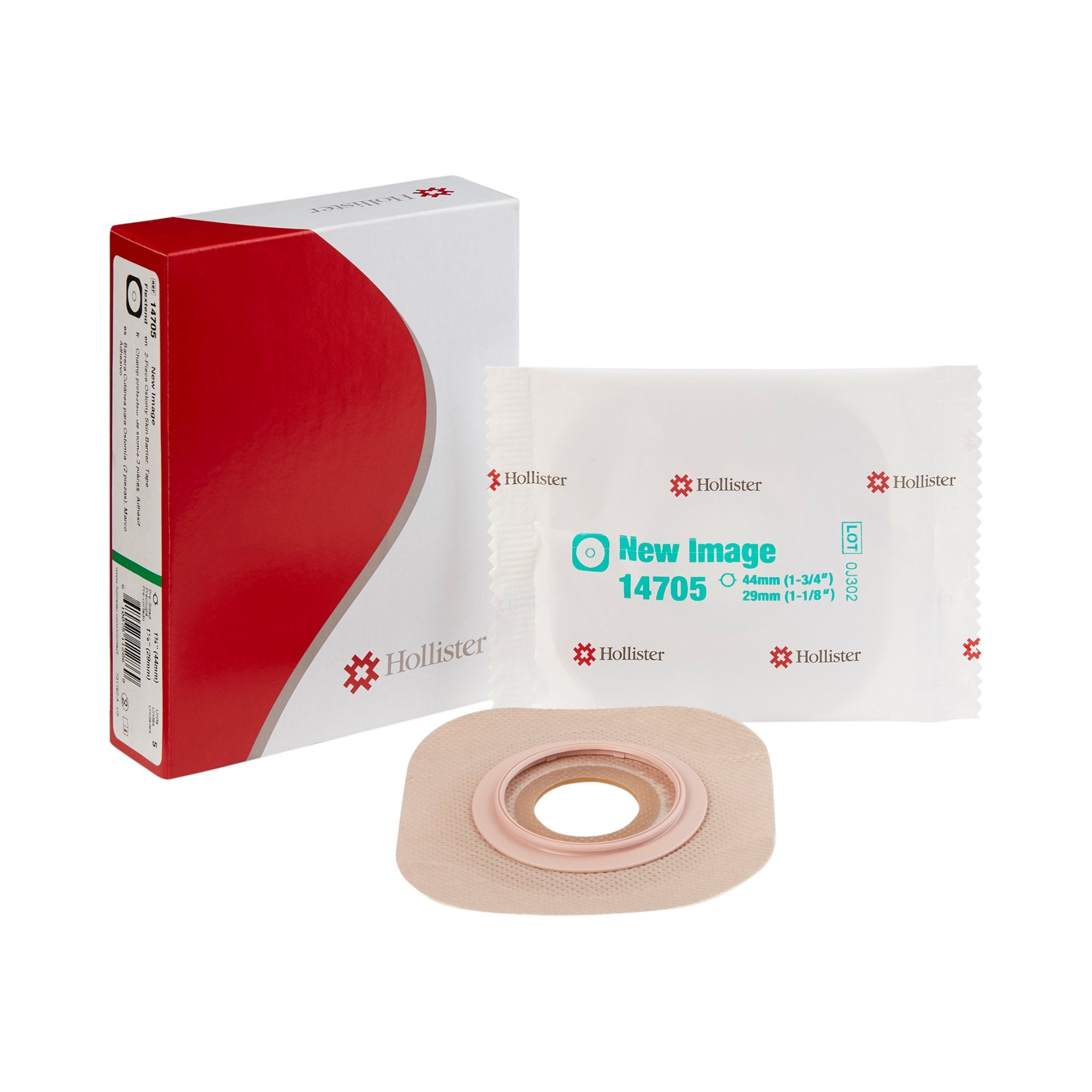 Ostomy Barrier New Image Flextend Precut, Extended Wear Adhesive Tape 44 mm Flange Green Code System Hydrocolloid 1-1/8 Inch Opening