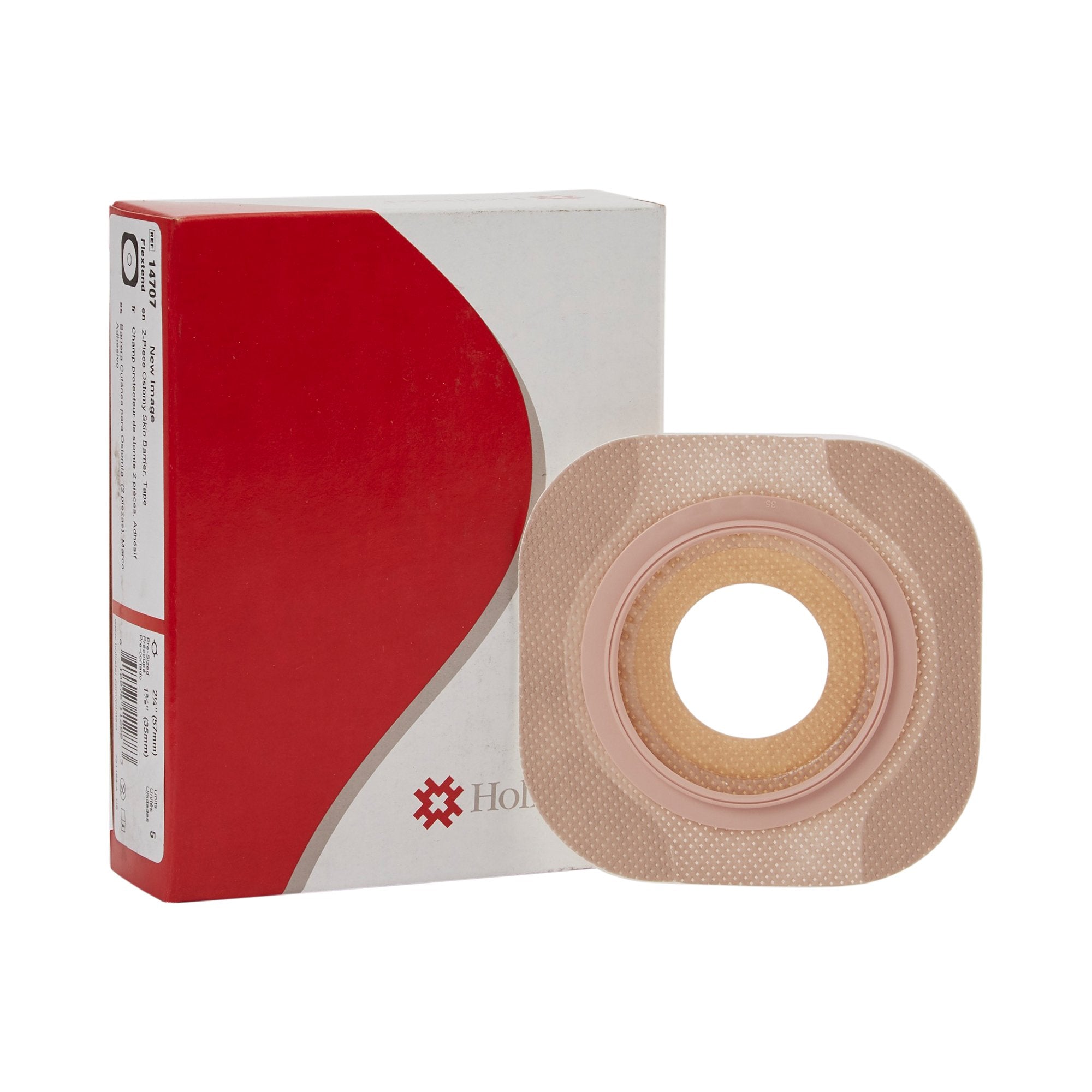 Ostomy Barrier New Image Flextend Precut, Extended Wear Adhesive Tape 57 mm Flange Red Code System Hydrocolloid 1-3/8 Inch Opening