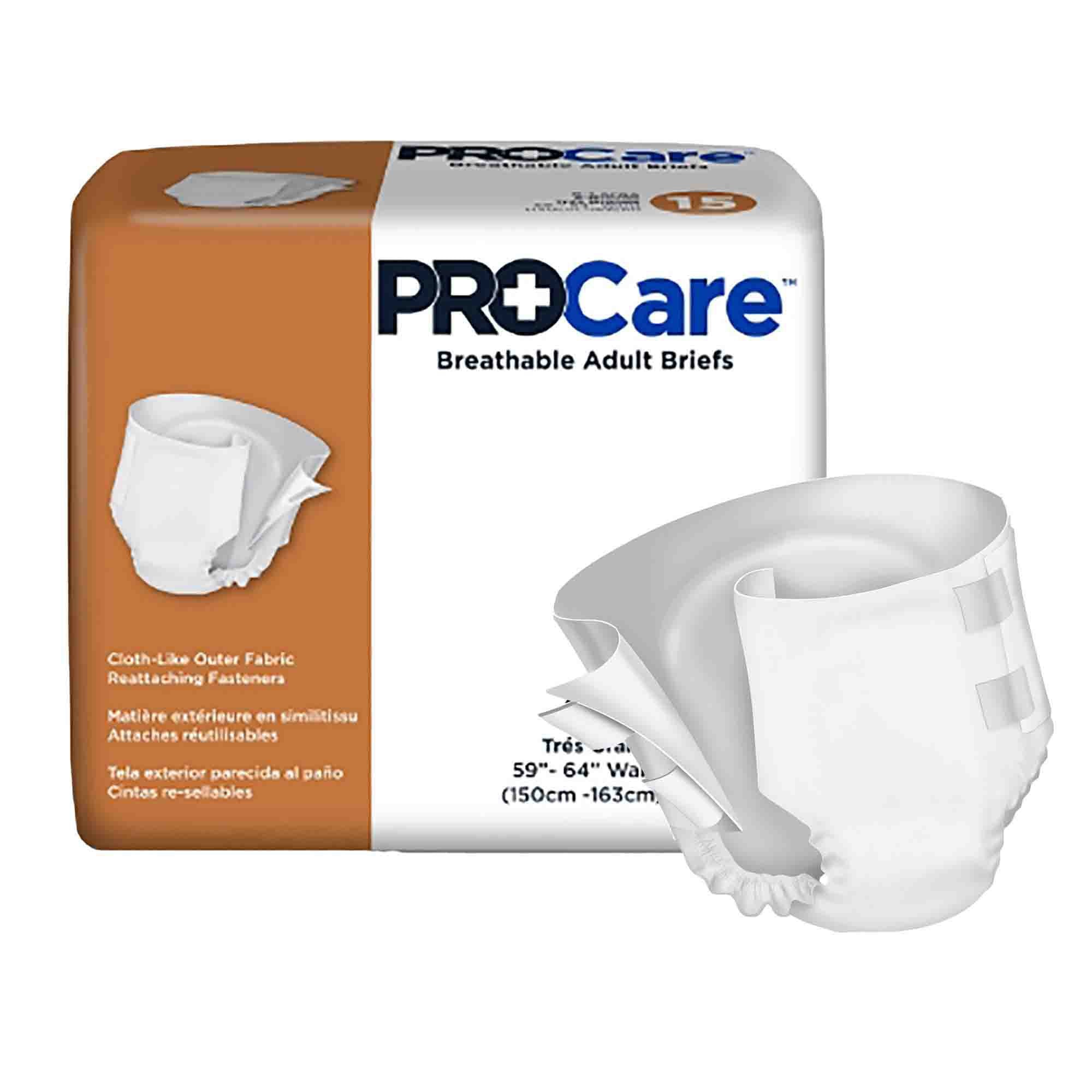 Unisex Adult Incontinence Brief ProCare X-Large Disposable Heavy Absorbency, Packaging Type- Case