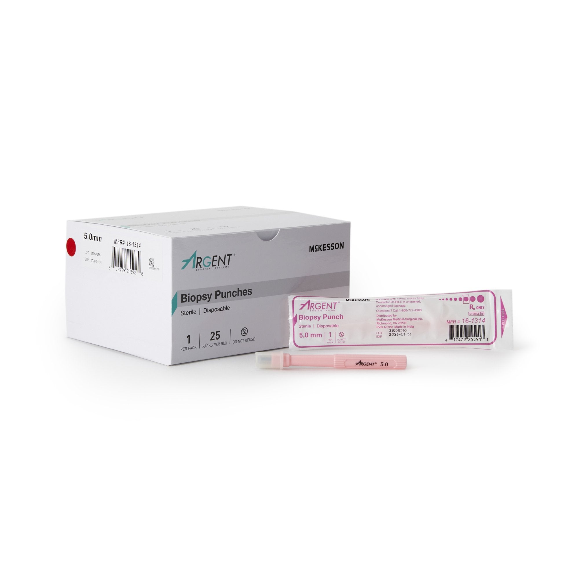 Biopsy Punch McKesson Argent Dermal 5 mm, Packaging Type- Box