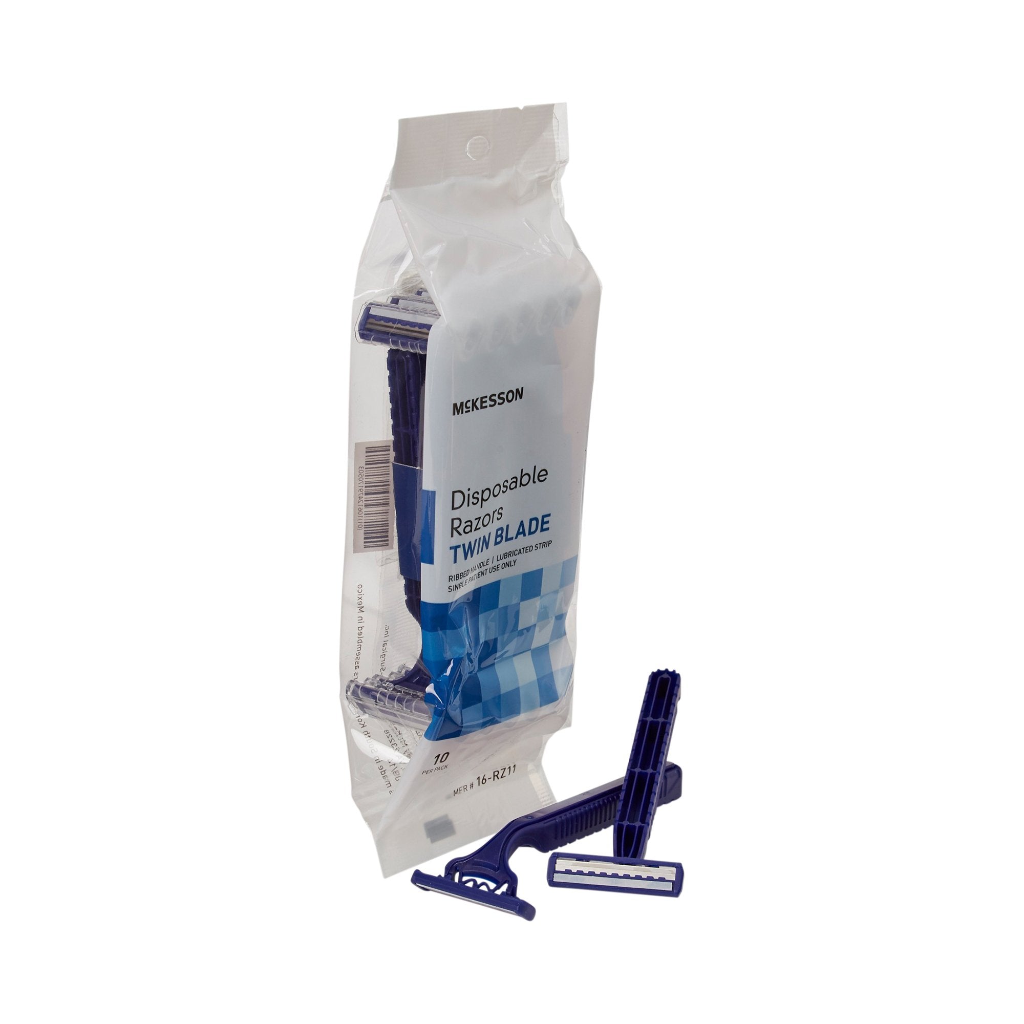 Personal Razor with Lubricating Strip McKesson Single Edge Twin Blade NonSterile Disposable, Packaging Type- Box